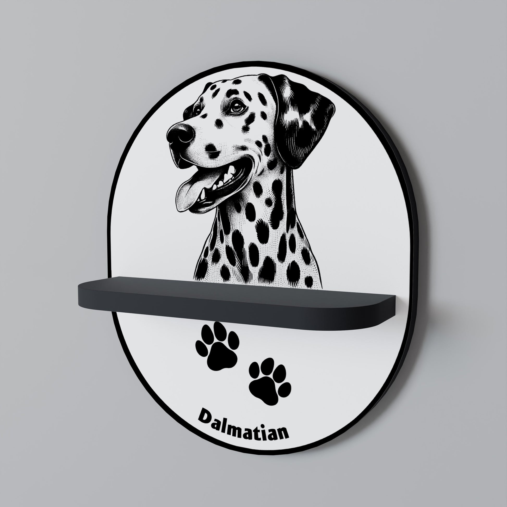 Étagère ovale en forme de chien Dalmatien, finition noire