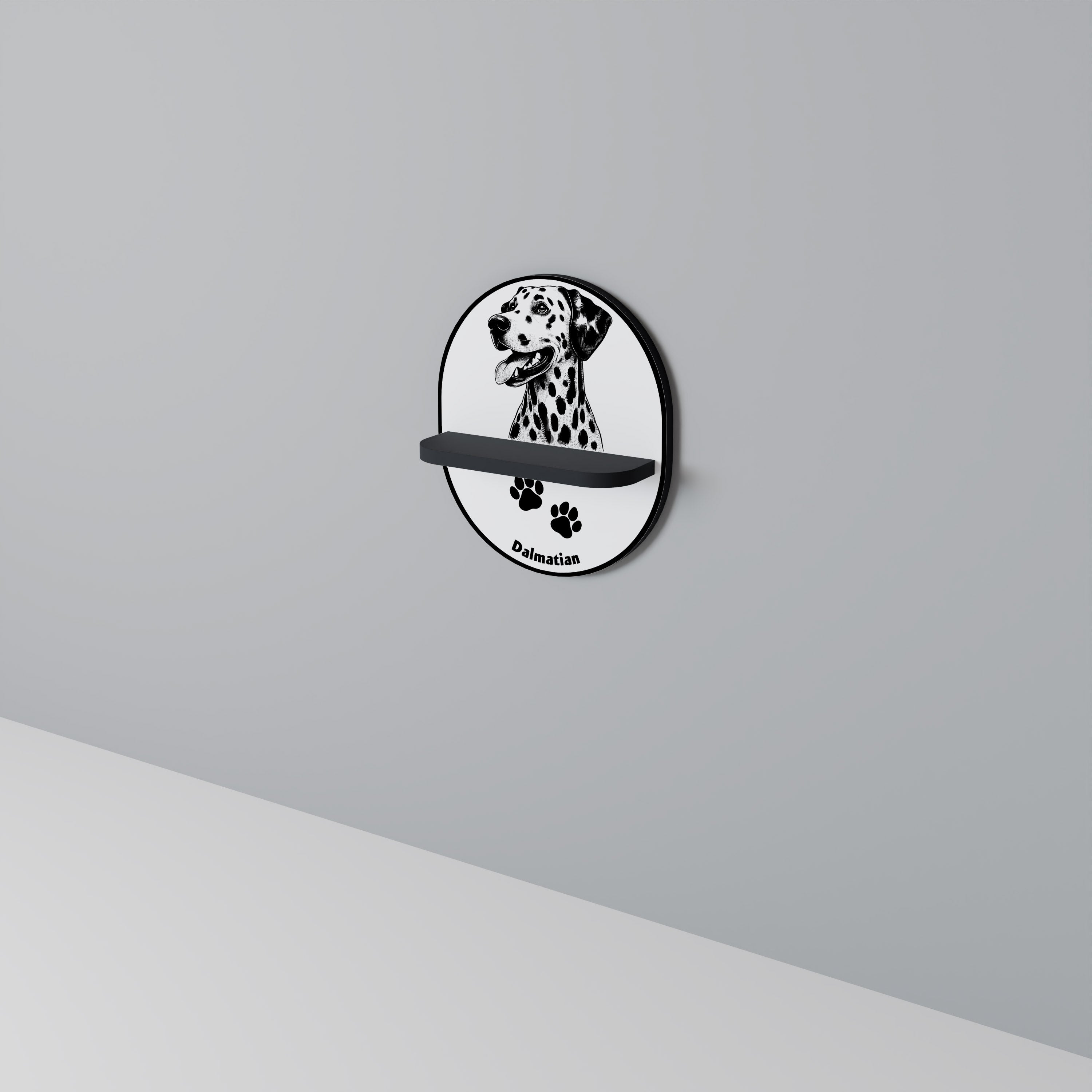 Étagère ovale en forme de chien Dalmatien, finition noire