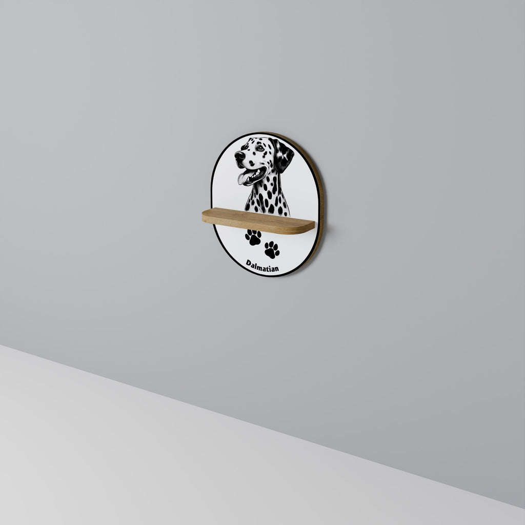 DALMATIAN DOG Oval Art Shelf In Oak Effect