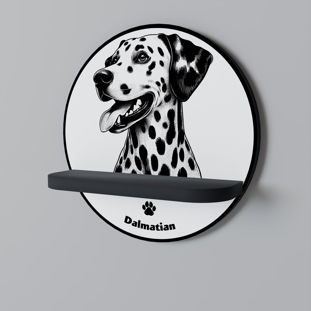 DALMATIAN DOG Round Art Shelf In Black Finish
