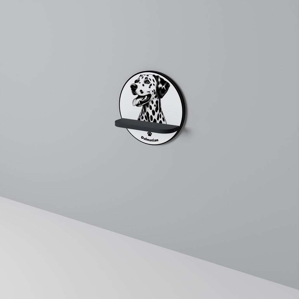 DALMATIAN DOG Round Art Shelf In Black Finish