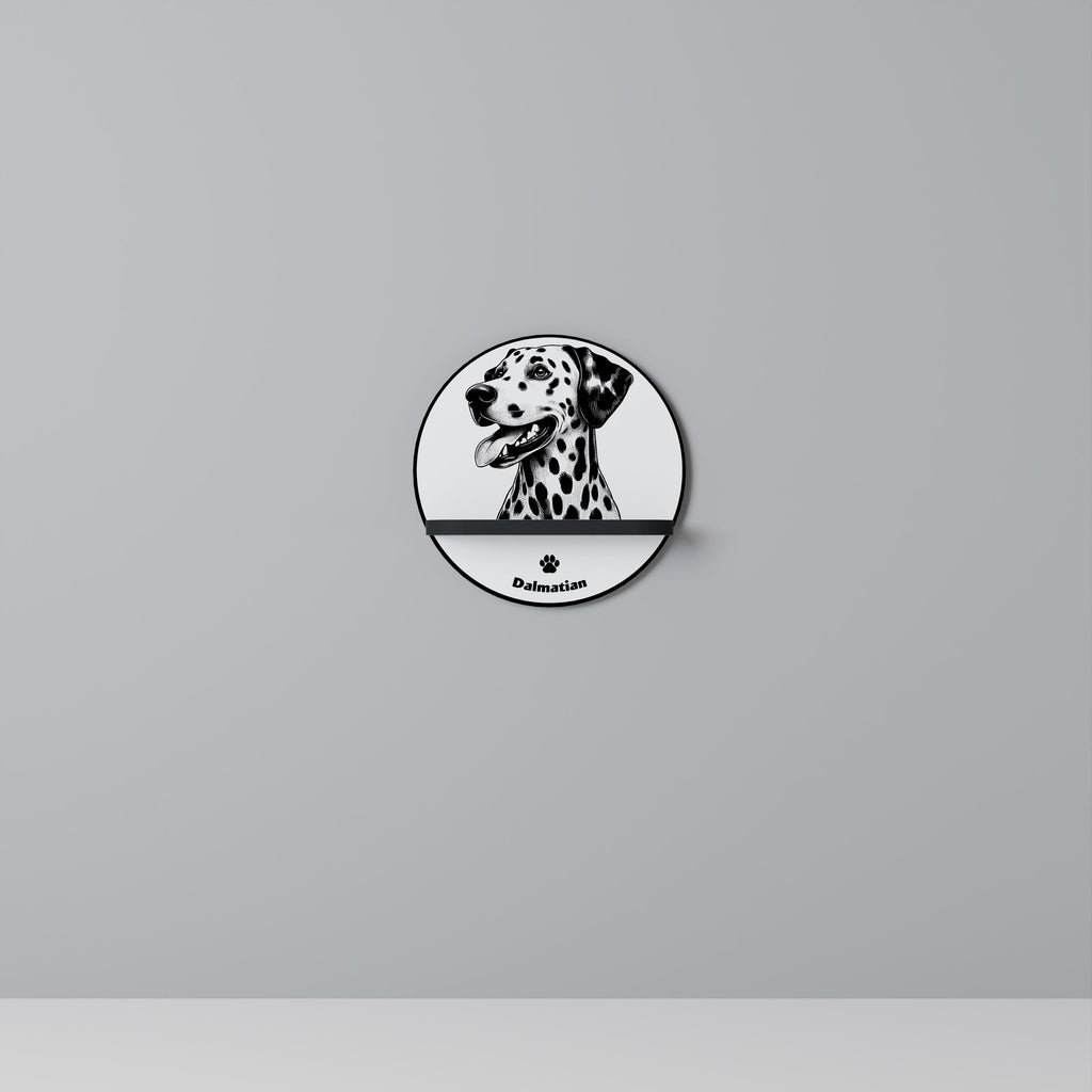 DALMATIAN DOG Round Art Shelf In Black Finish