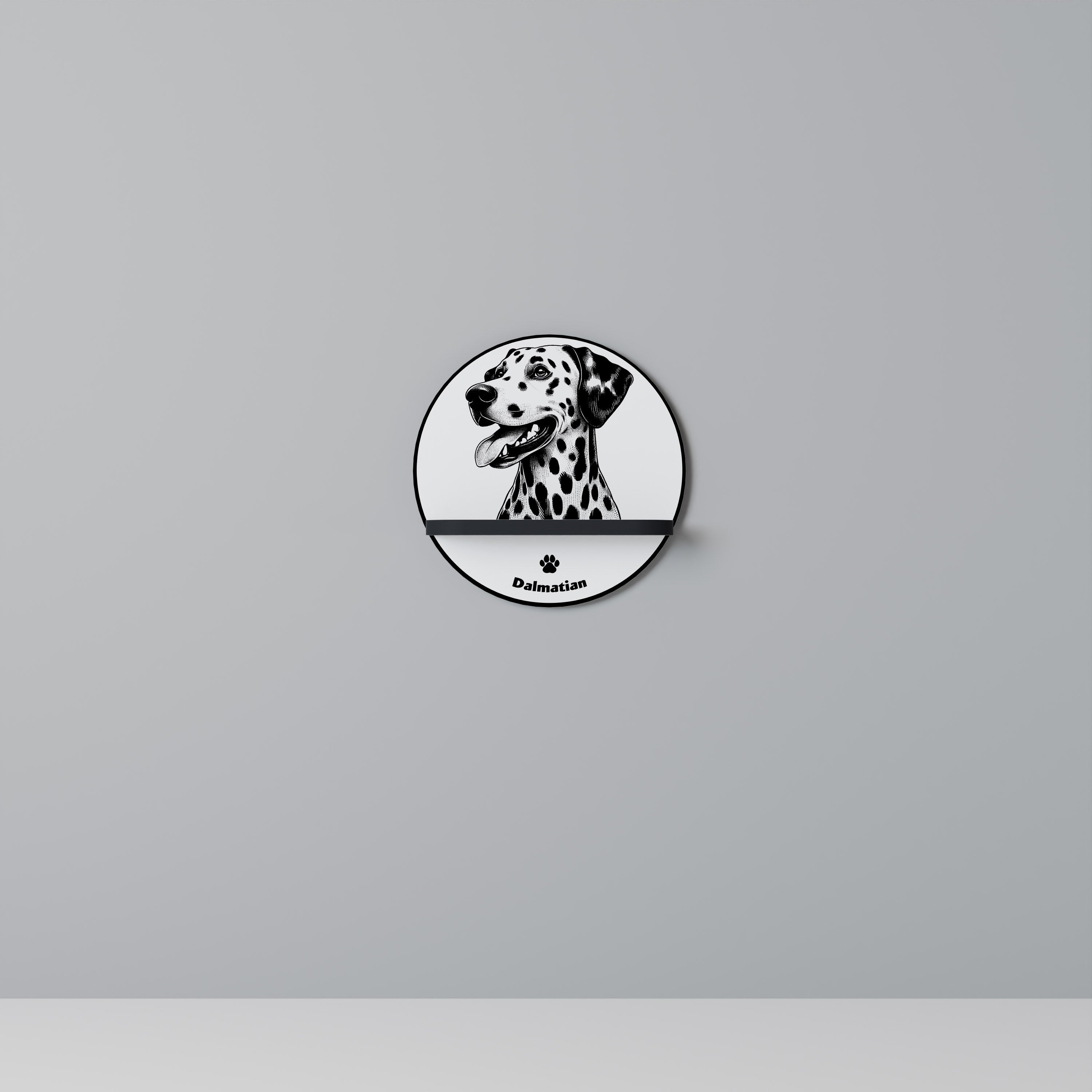 Étagère ronde en forme de chien Dalmatien, finition noire