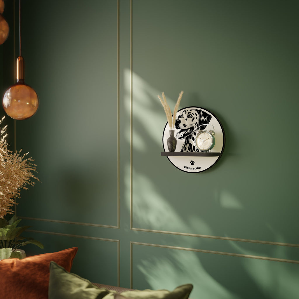 DALMATIAN DOG Round Art Shelf In Black Finish