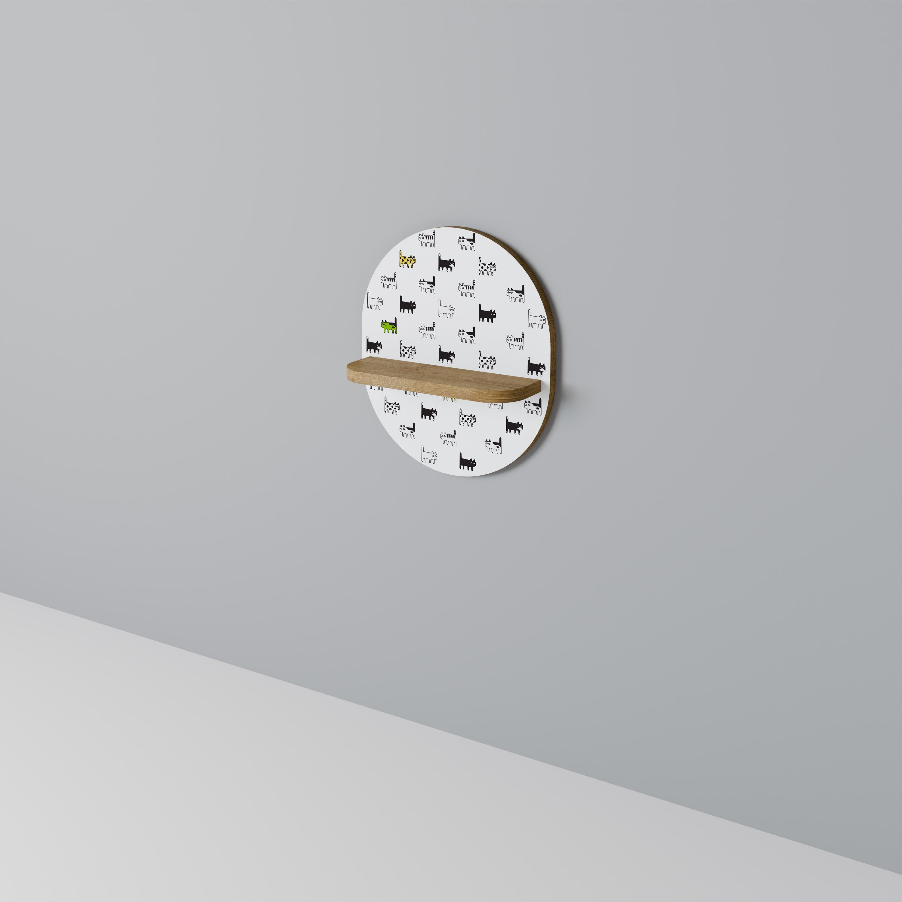 Étagère ovale effet chêne CATS COMPILATION