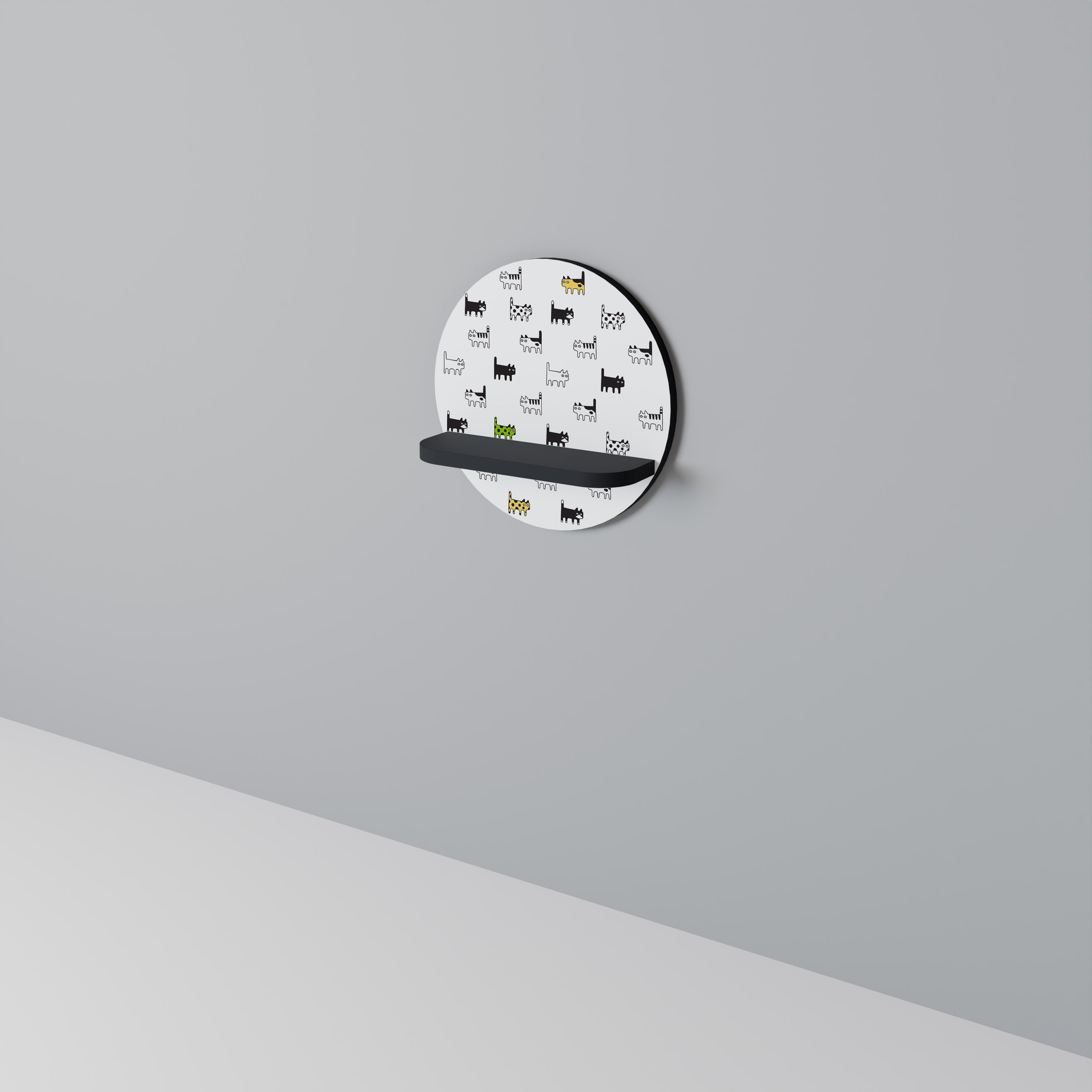 Étagère ronde CATS COMPILATION en finition noire