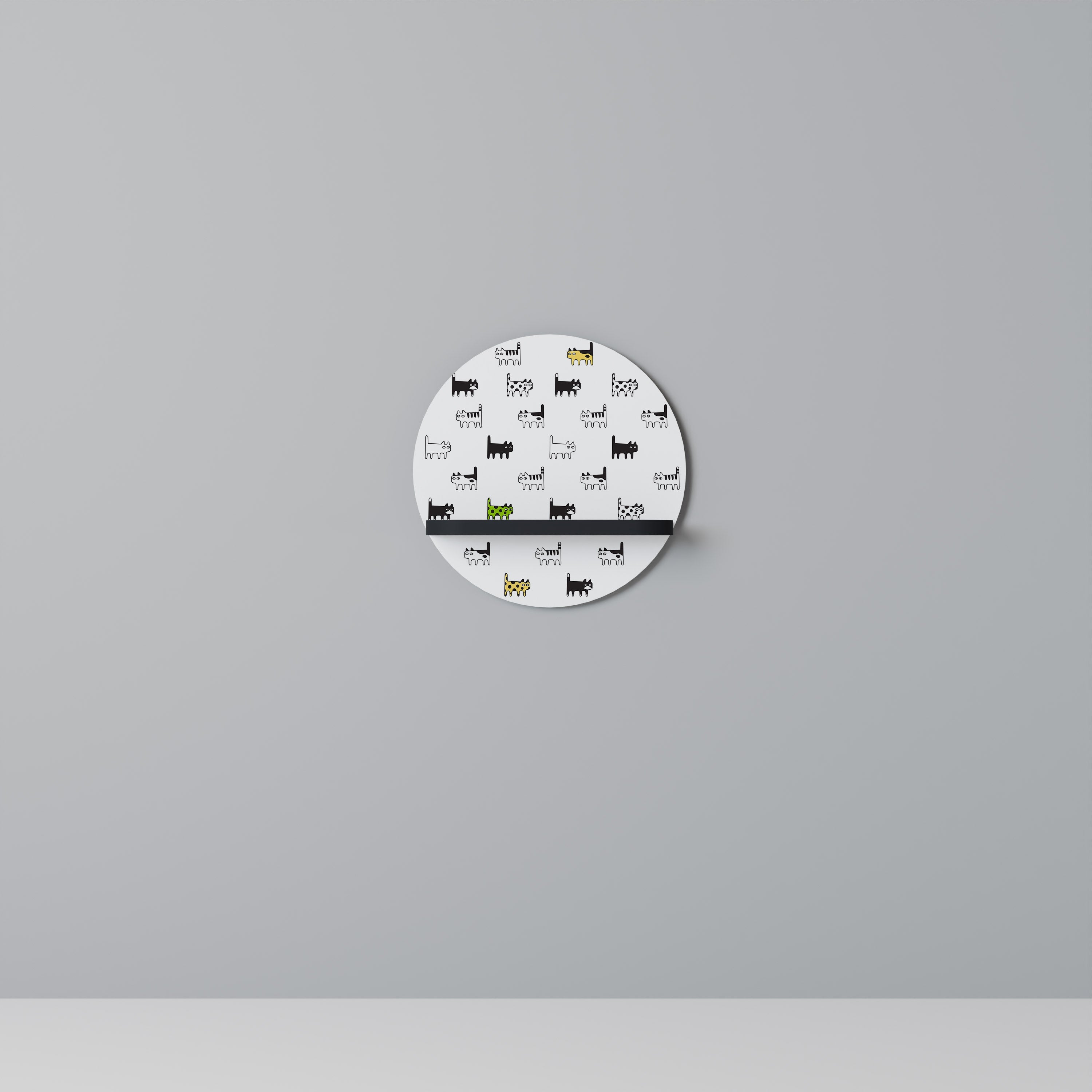 Étagère ronde CATS COMPILATION en finition noire