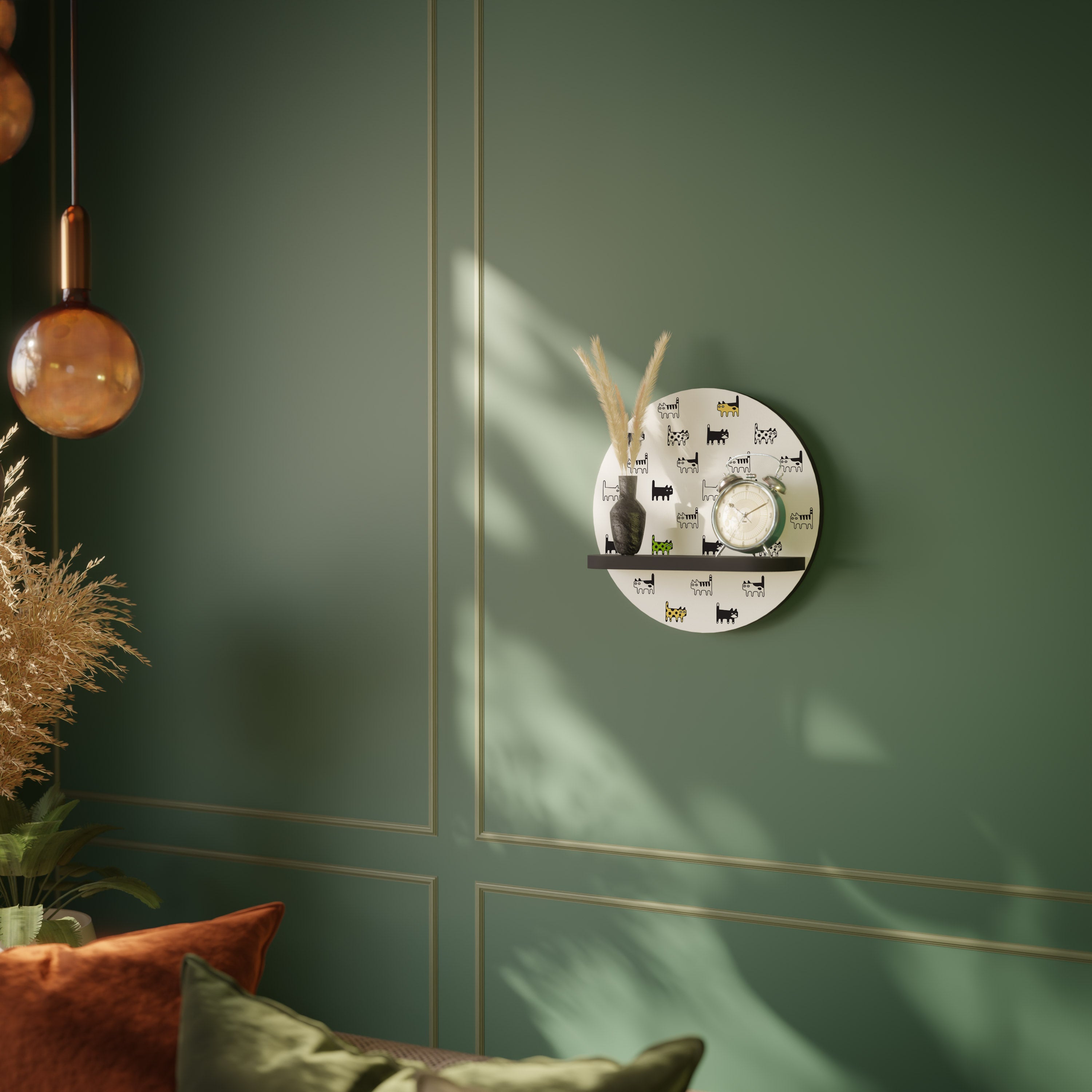 Étagère ronde CATS COMPILATION en finition noire