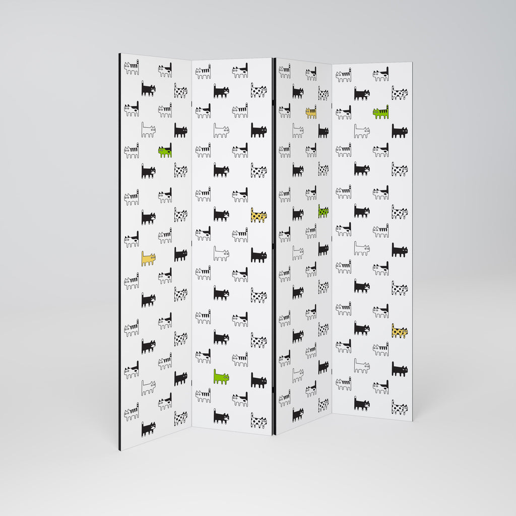 COMPILATION DE CHATS Paravent décoratif à 4 panneaux