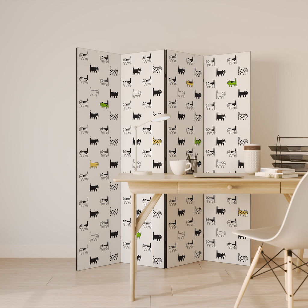 COMPILATION DE CHATS Paravent décoratif à 4 panneaux