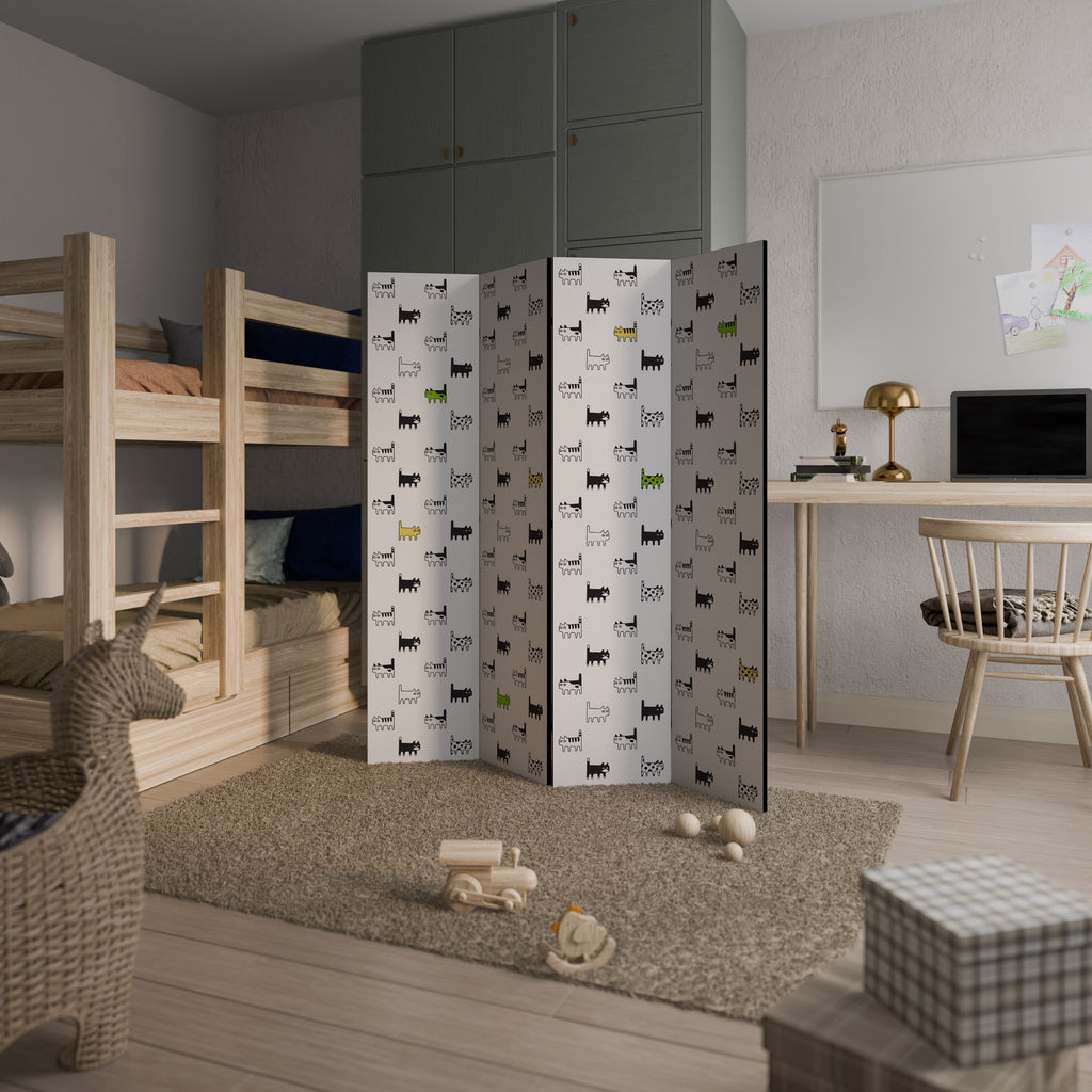 COMPILATION DE CHATS Paravent décoratif à 4 panneaux