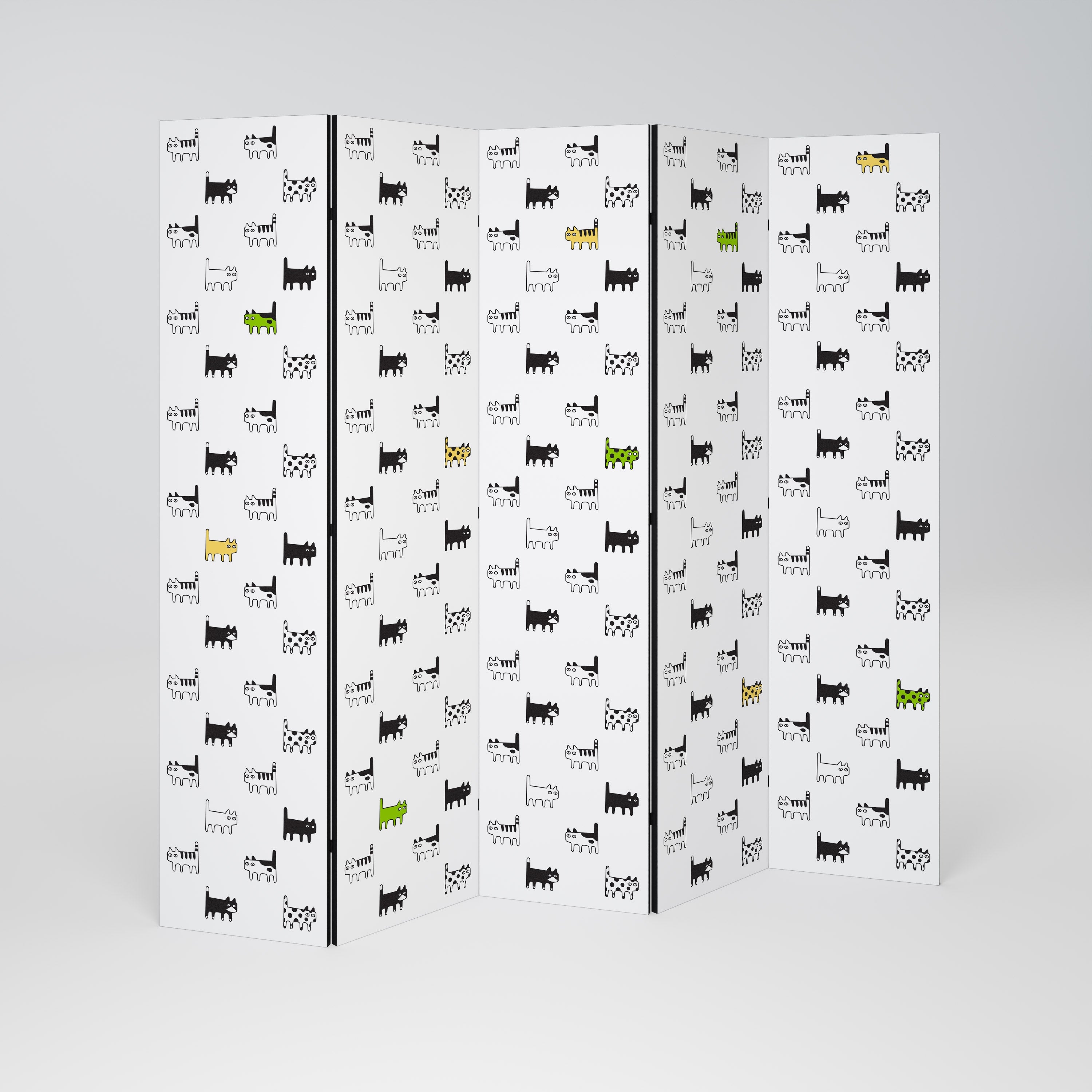 Compilation de chats : séparateur de pièce décoratif à 5 panneaux
