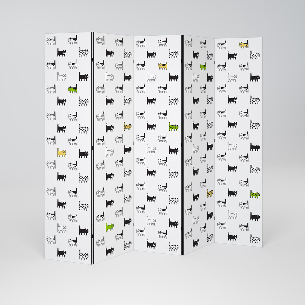 Compilation de chats : séparateur de pièce décoratif à 5 panneaux