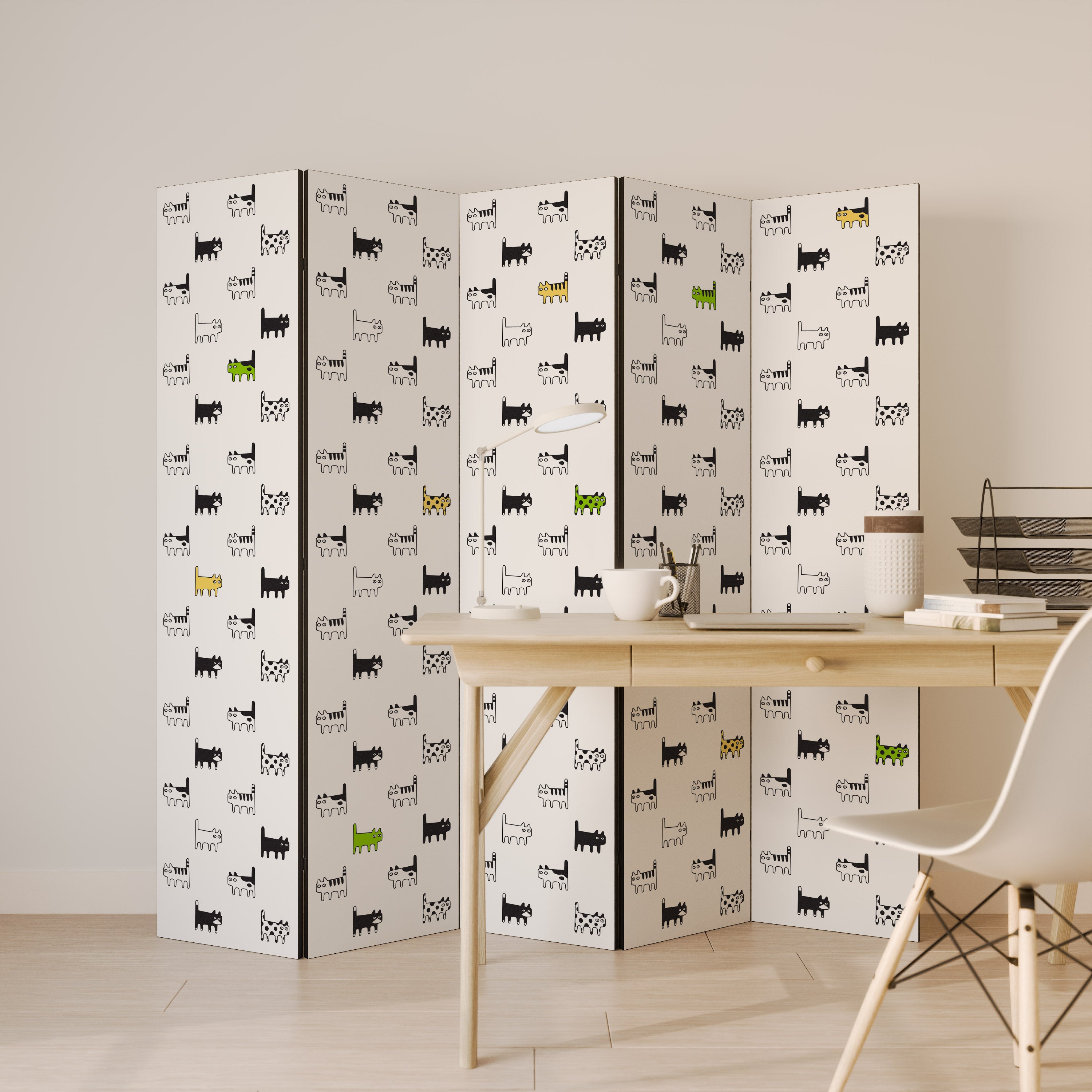 CATS COMPILATION 5-Panel Room Divider