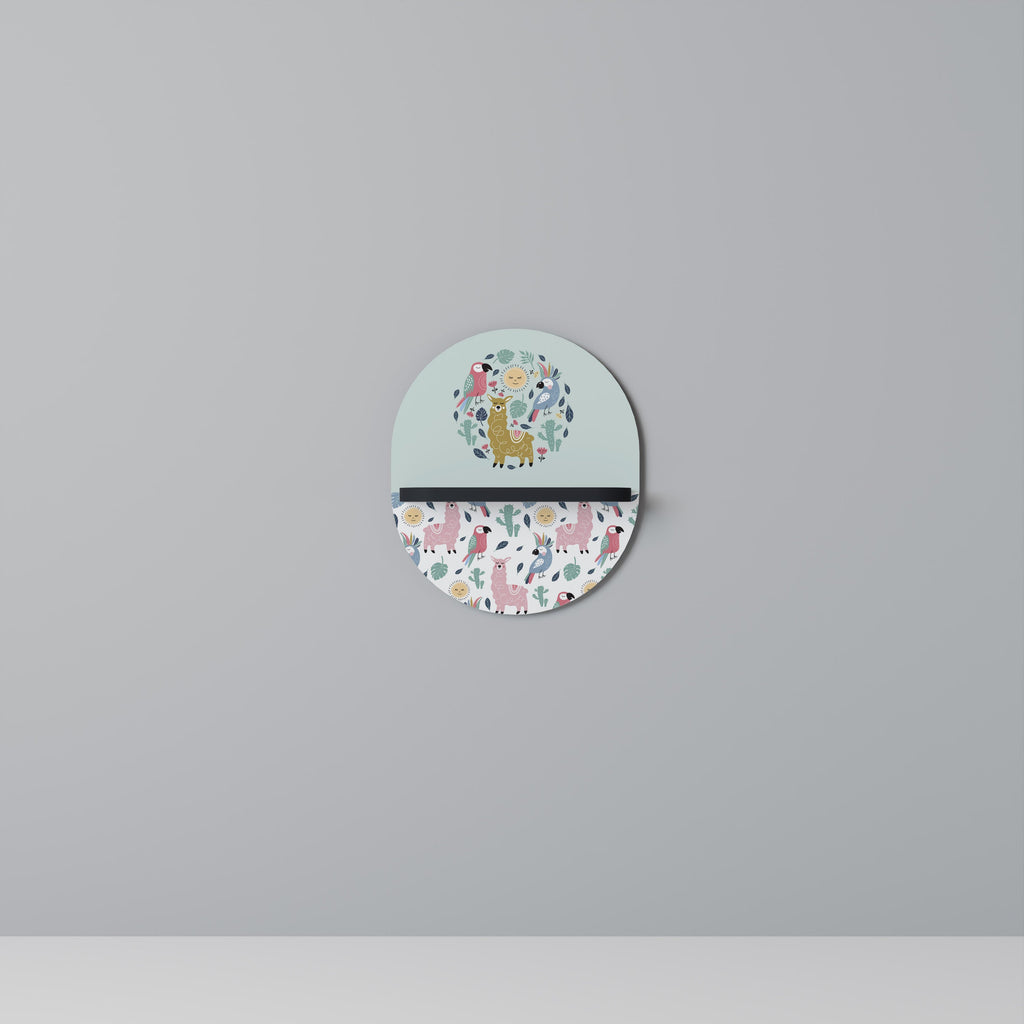 Étagère ovale en alpagas colorés, finition noire