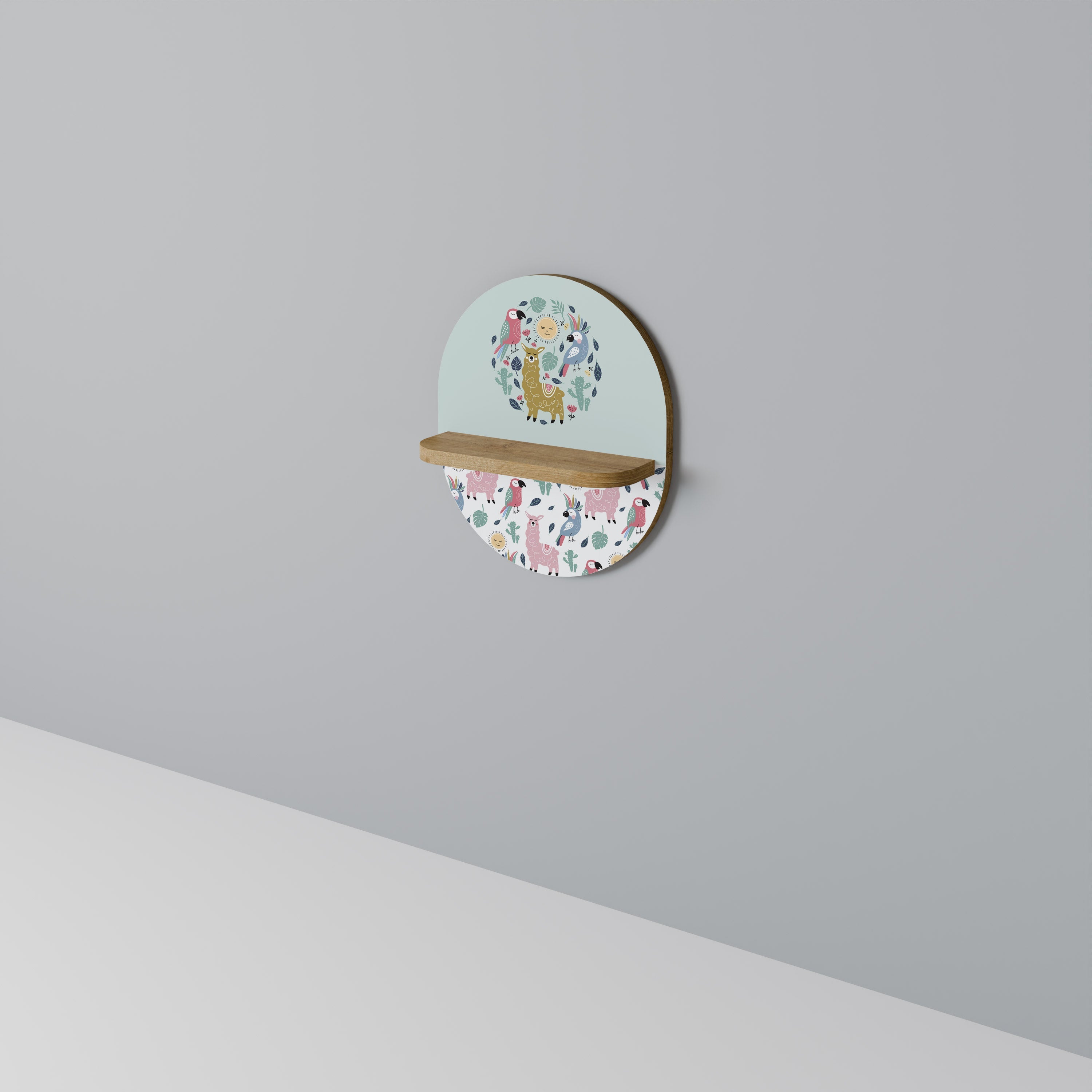 Étagère ovale effet chêne ALPACAS COLORÉS