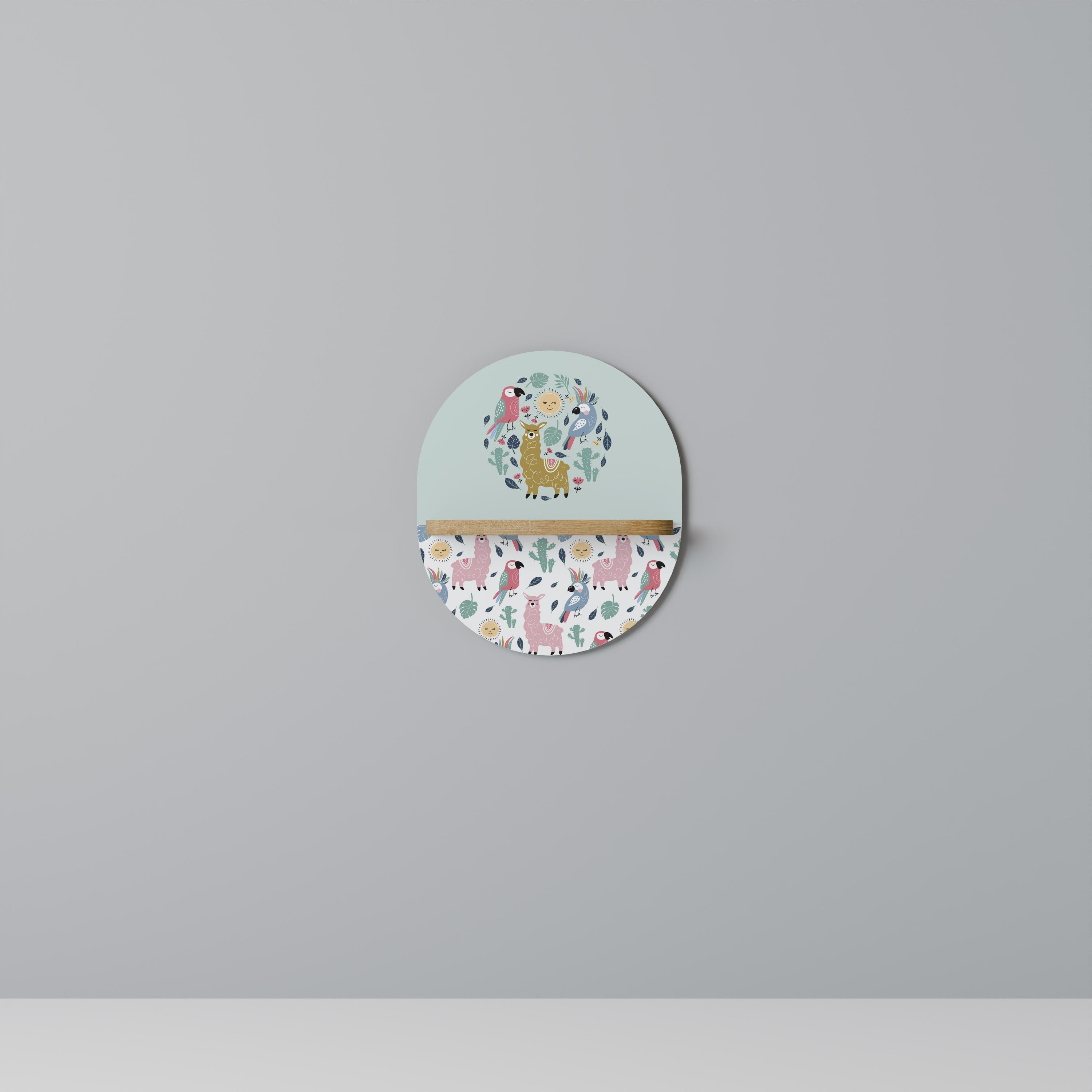 Étagère ovale effet chêne ALPACAS COLORÉS