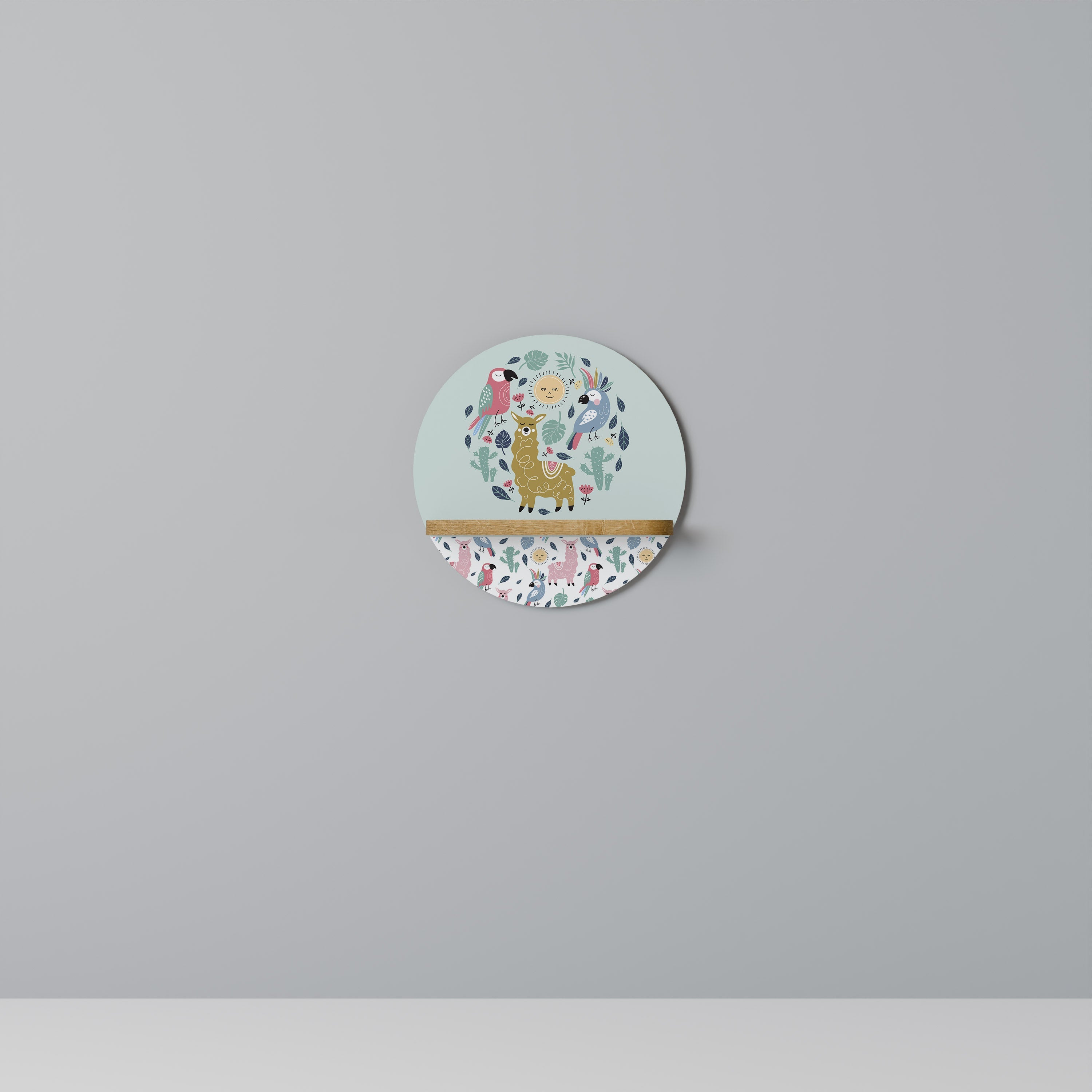 Étagère ronde effet chêne ALPACAS COLORÉS