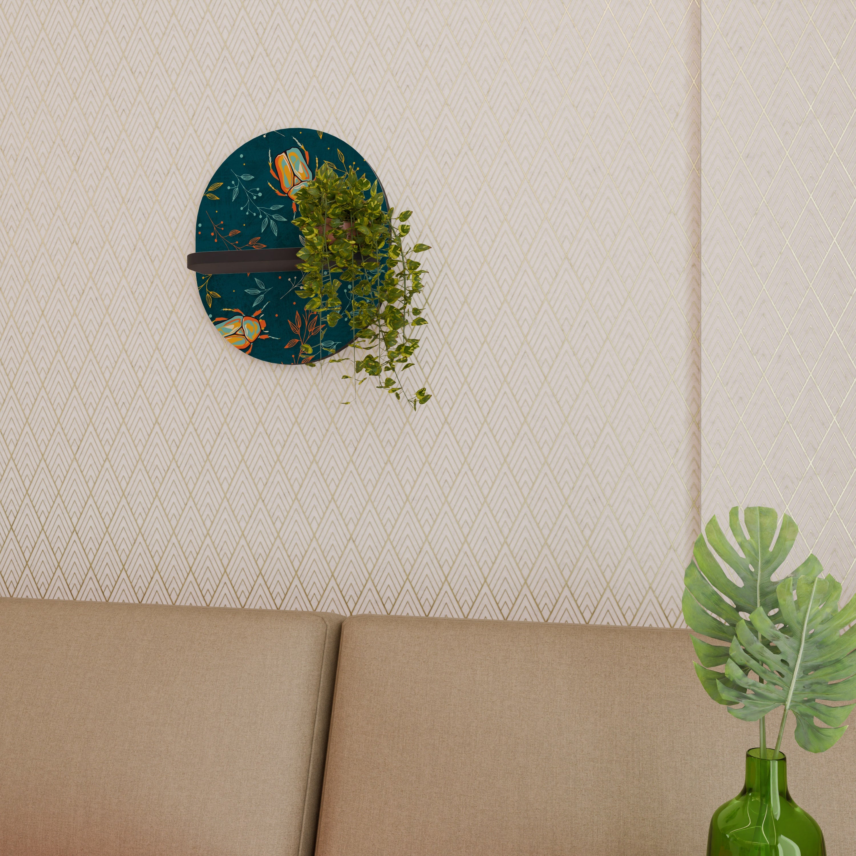 Étagère ovale INSECTES D'AUTOMNE en finition noire