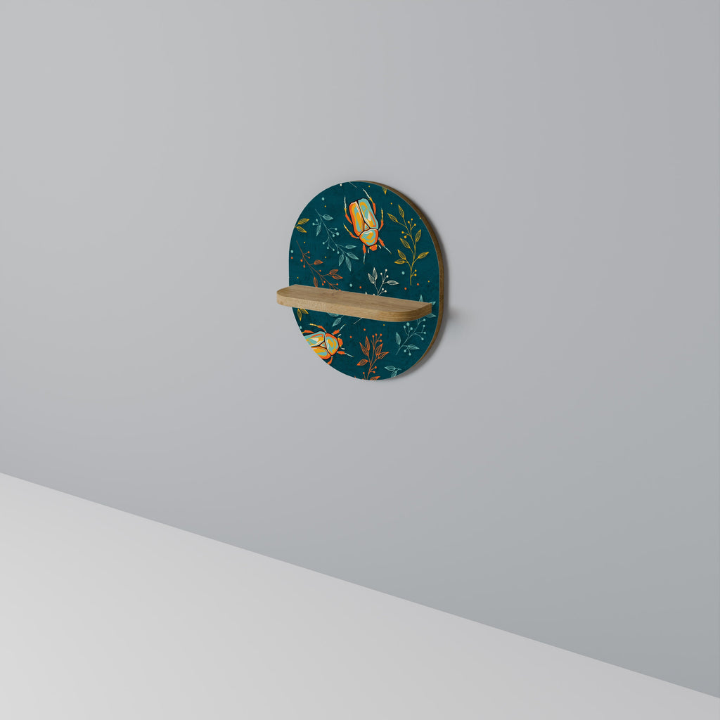 AUTUMN INSECTS Oval Art Shelf In Oak Effect