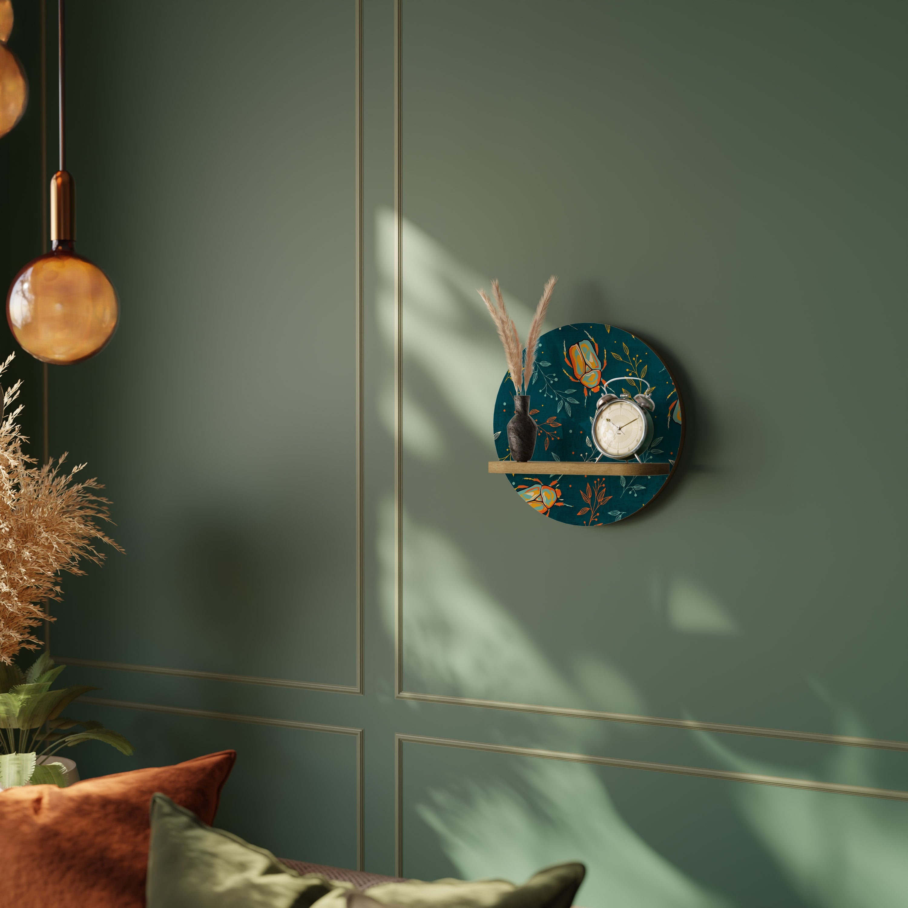 Étagère ronde effet chêne INSECTES D'AUTOMNE