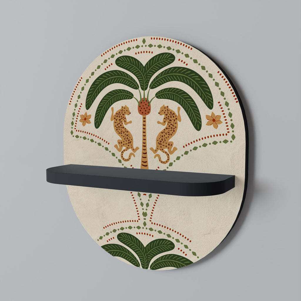 Étagère d'art ovale DANCING PREDATORS en finition noire