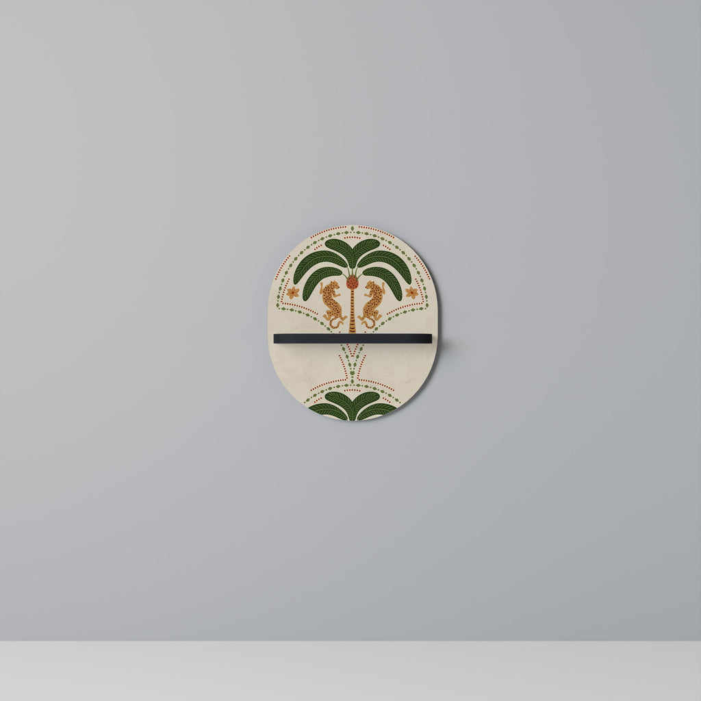 Étagère d'art ovale DANCING PREDATORS en finition noire