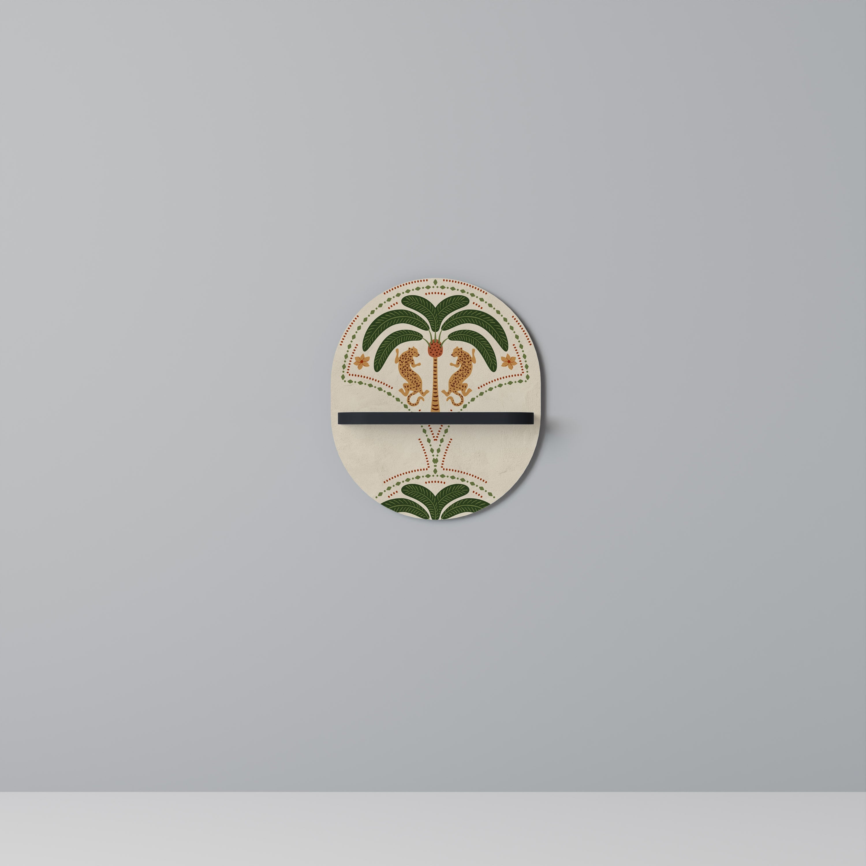 Étagère d'art ovale DANCING PREDATORS en finition noire