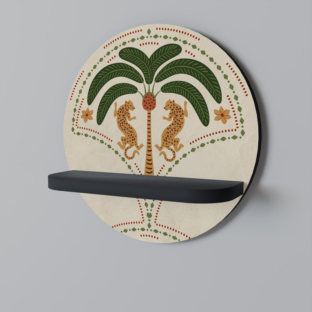 Étagère ronde DANCING PREDATORS en finition noire