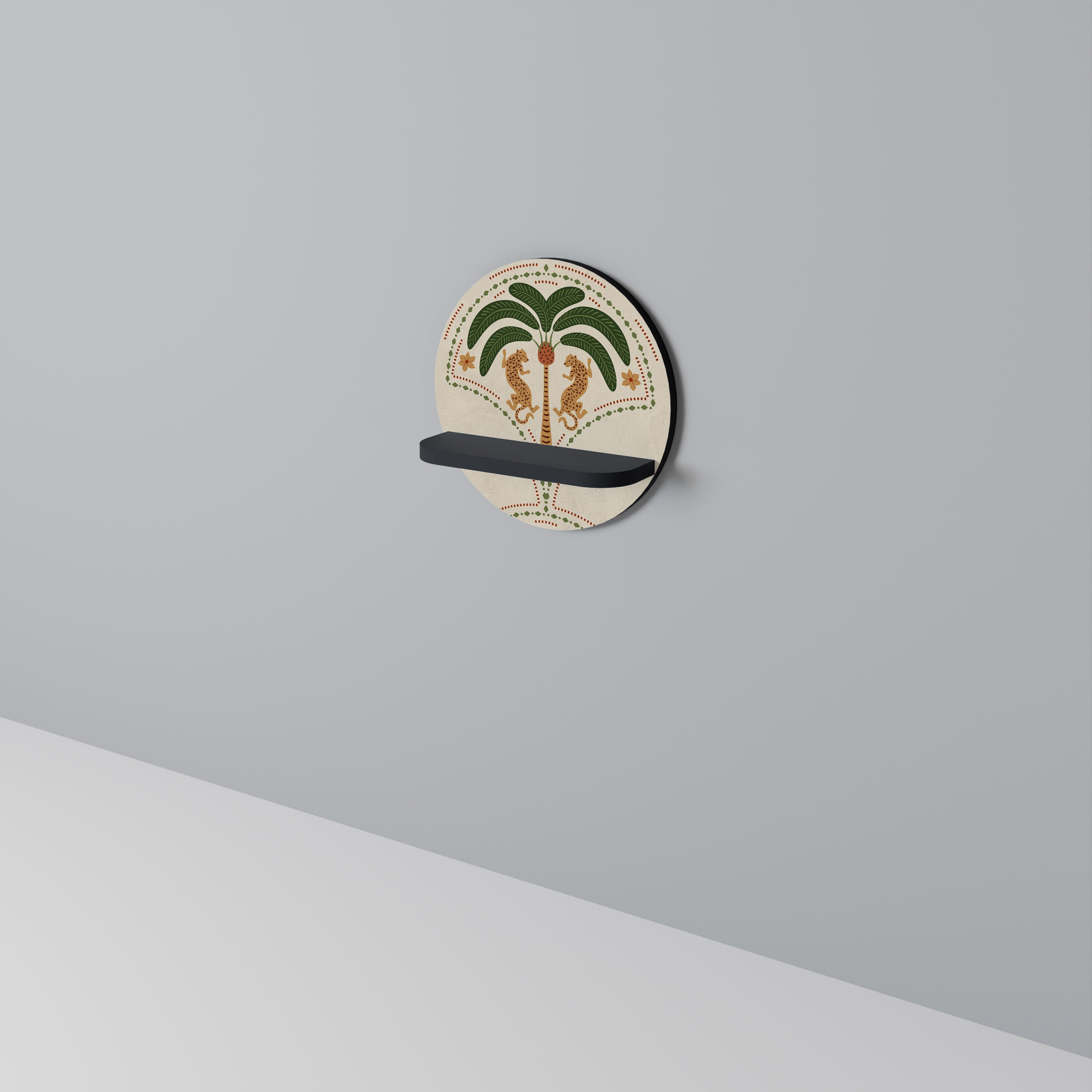 Étagère ronde DANCING PREDATORS en finition noire