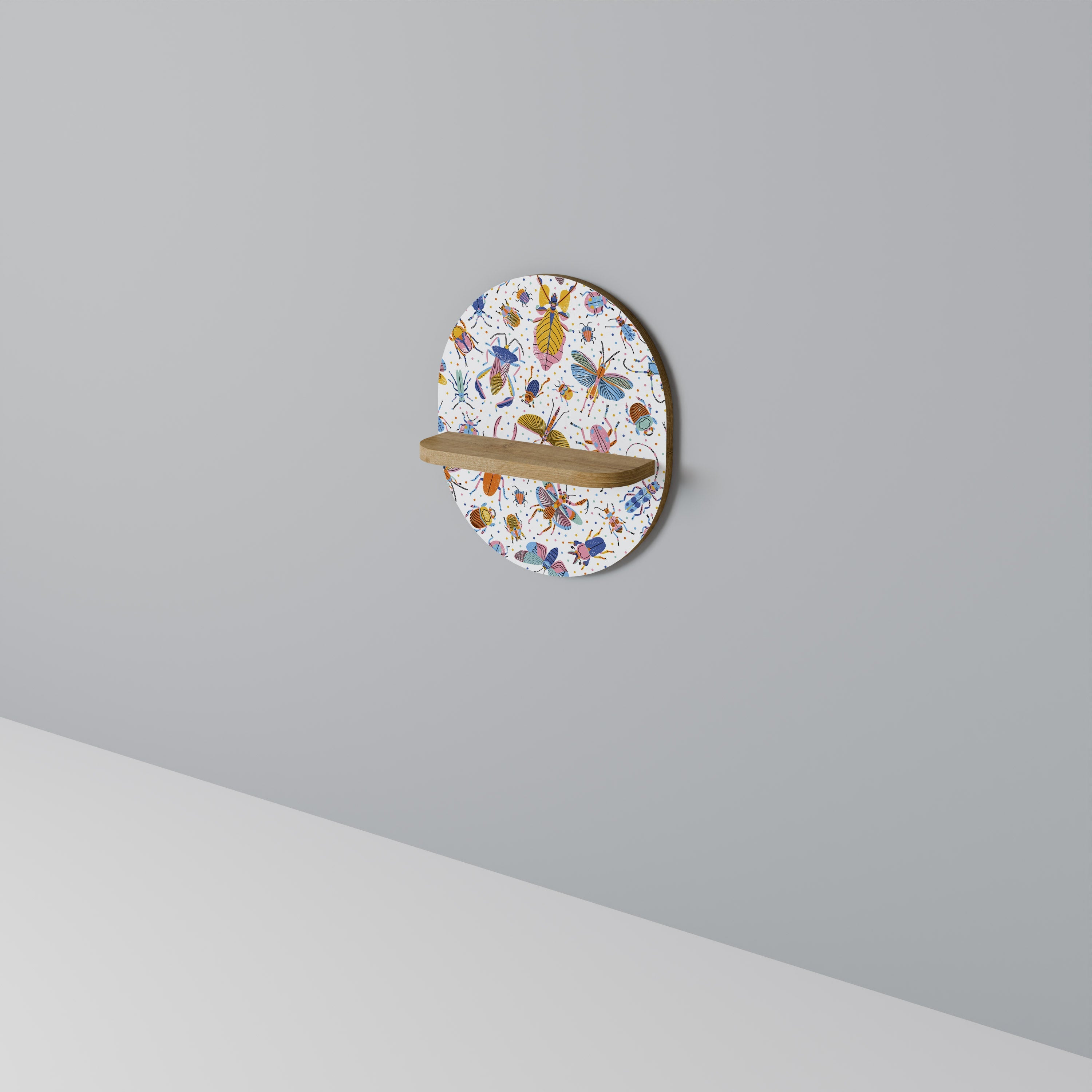 Étagère ovale effet chêne INSECTES COLORÉS