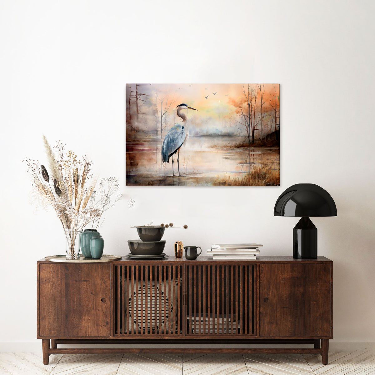 HERON DAYDREAM Horizontal Canvas Print
