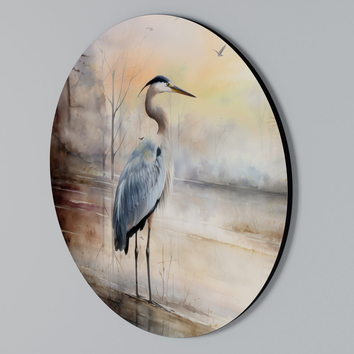 HERON DAYDREAM Round Wall Art