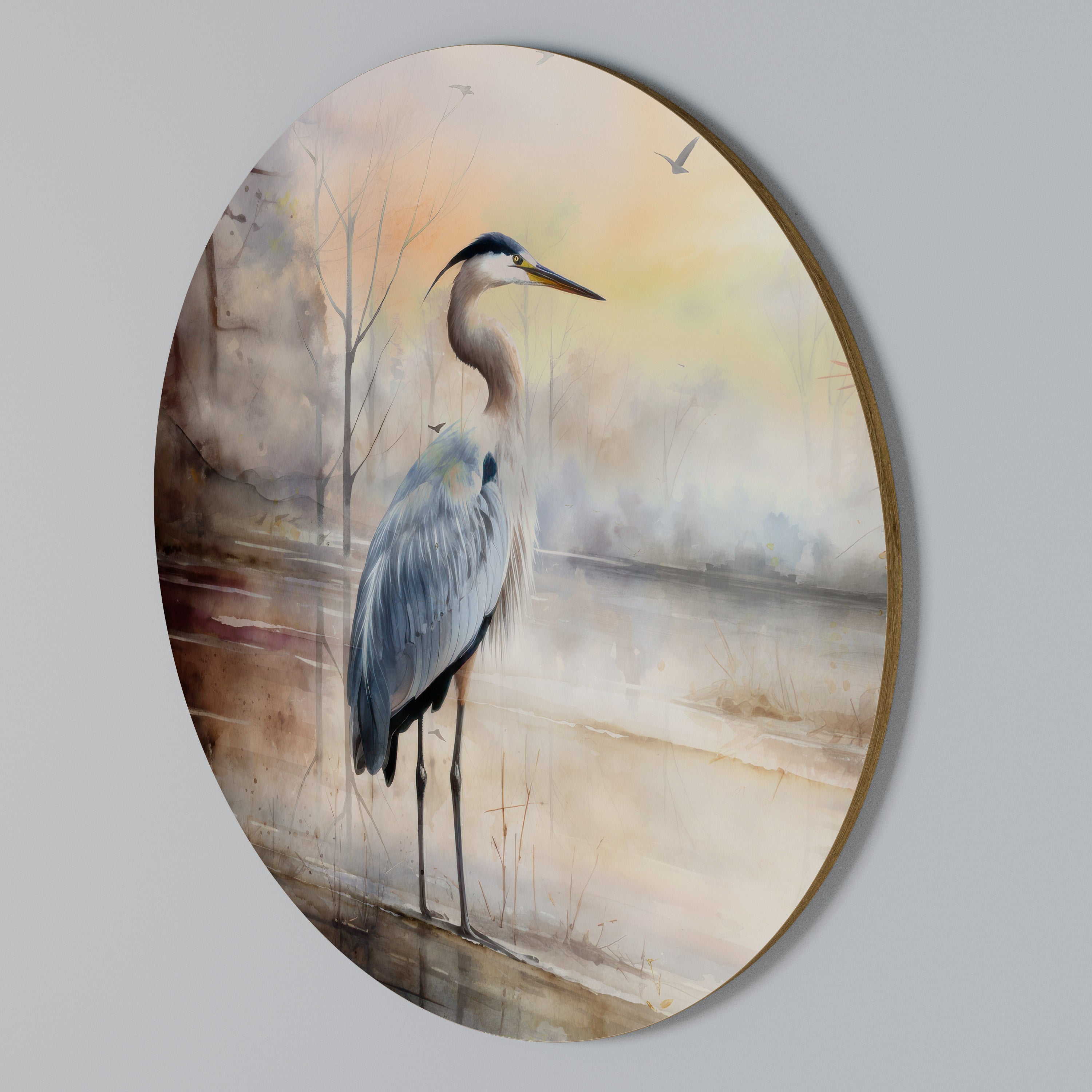 HERON DAYDREAM Round Wall Art