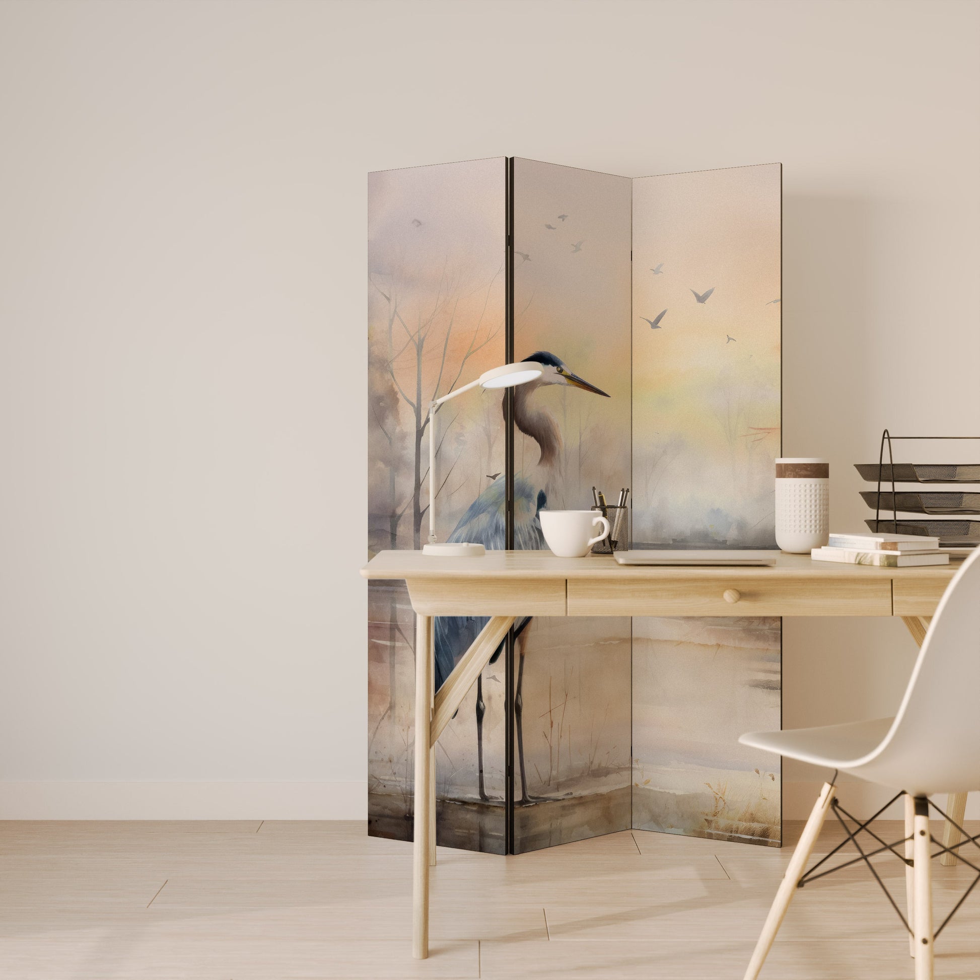 Séparateur de pièce décoratif à 3 panneaux HERON DAYDREAM