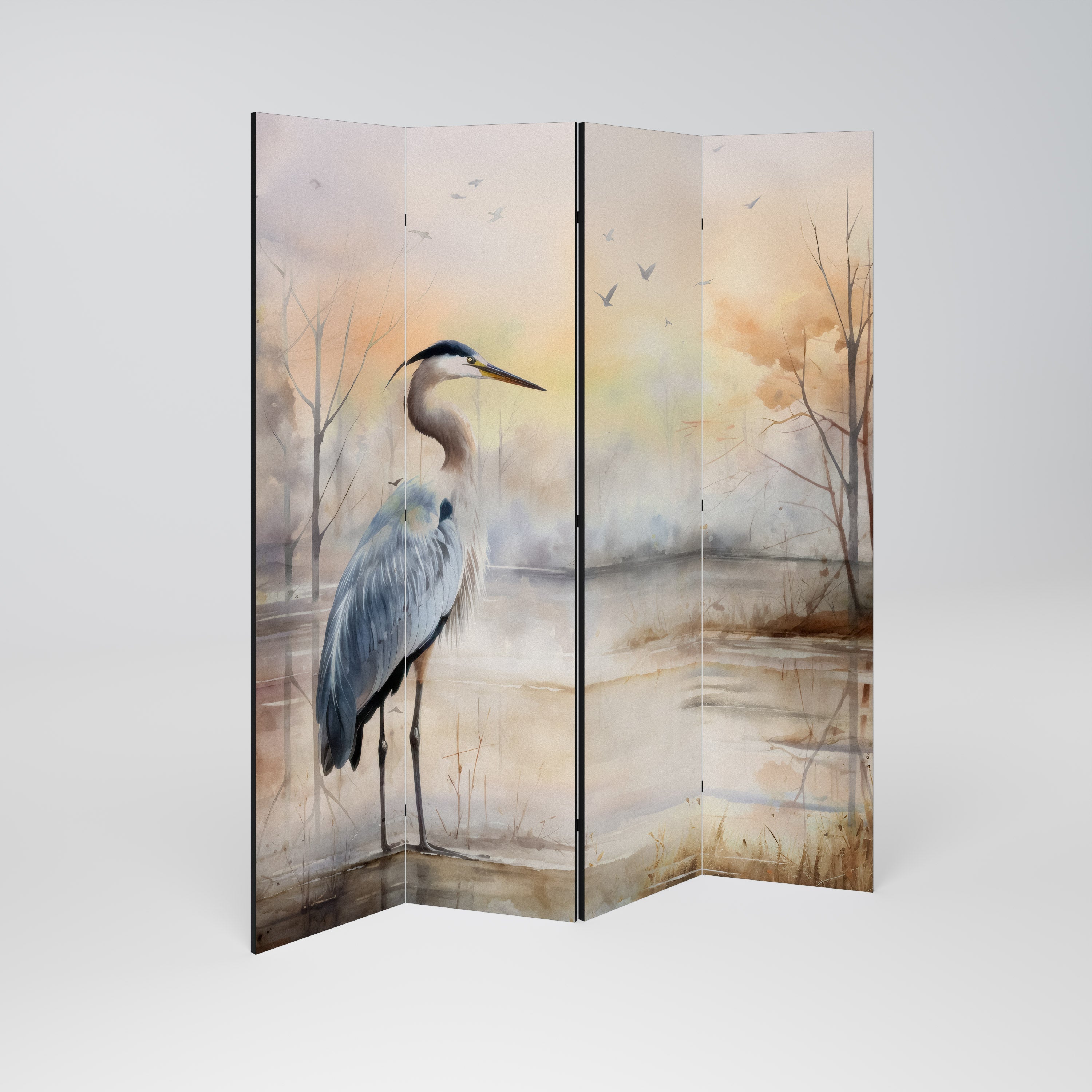Séparateur de pièce décoratif à 4 panneaux HERON DAYDREAM