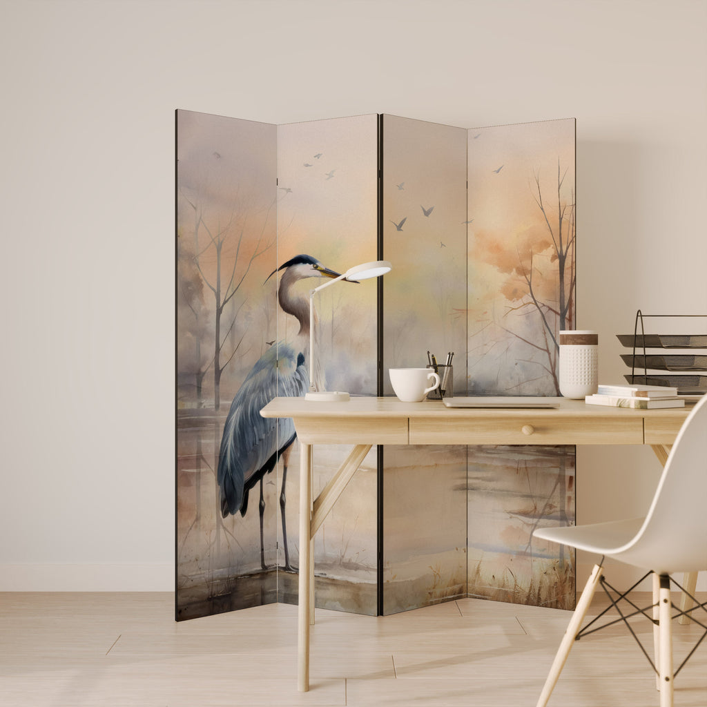 Séparateur de pièce décoratif à 4 panneaux HERON DAYDREAM