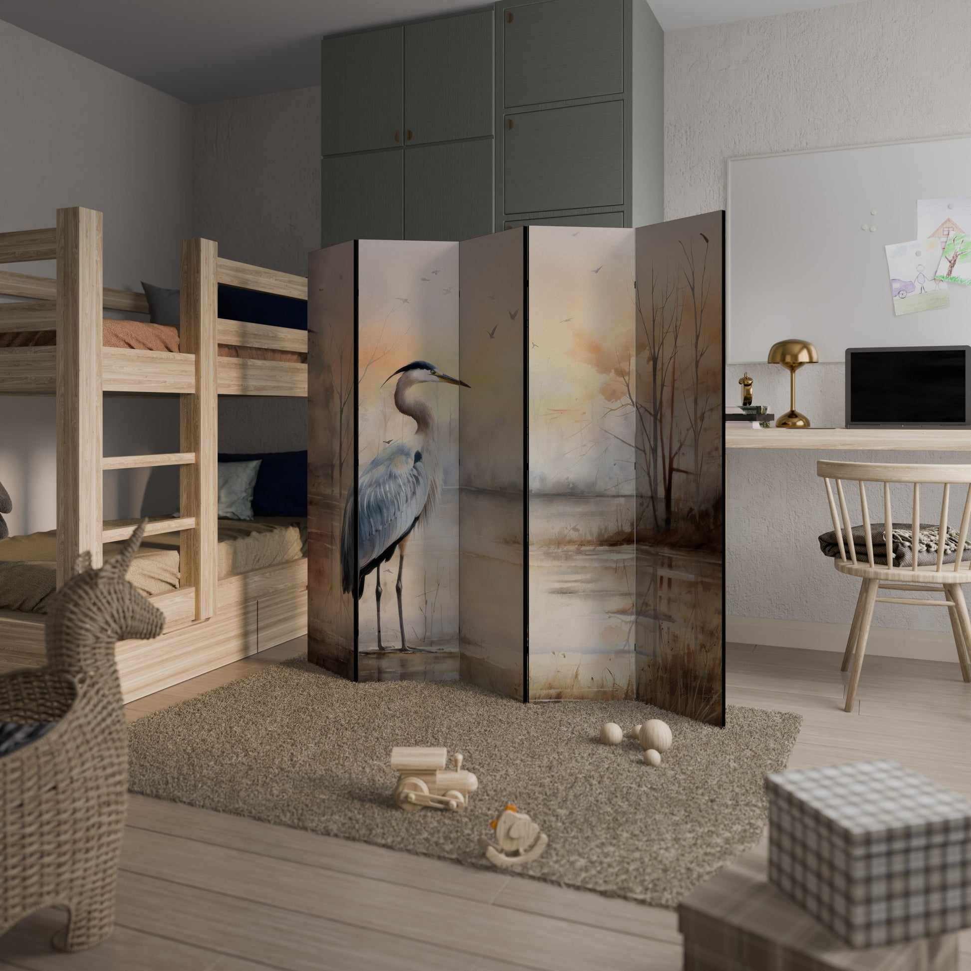 Séparateur de pièce décoratif à 5 panneaux HERON DAYDREAM