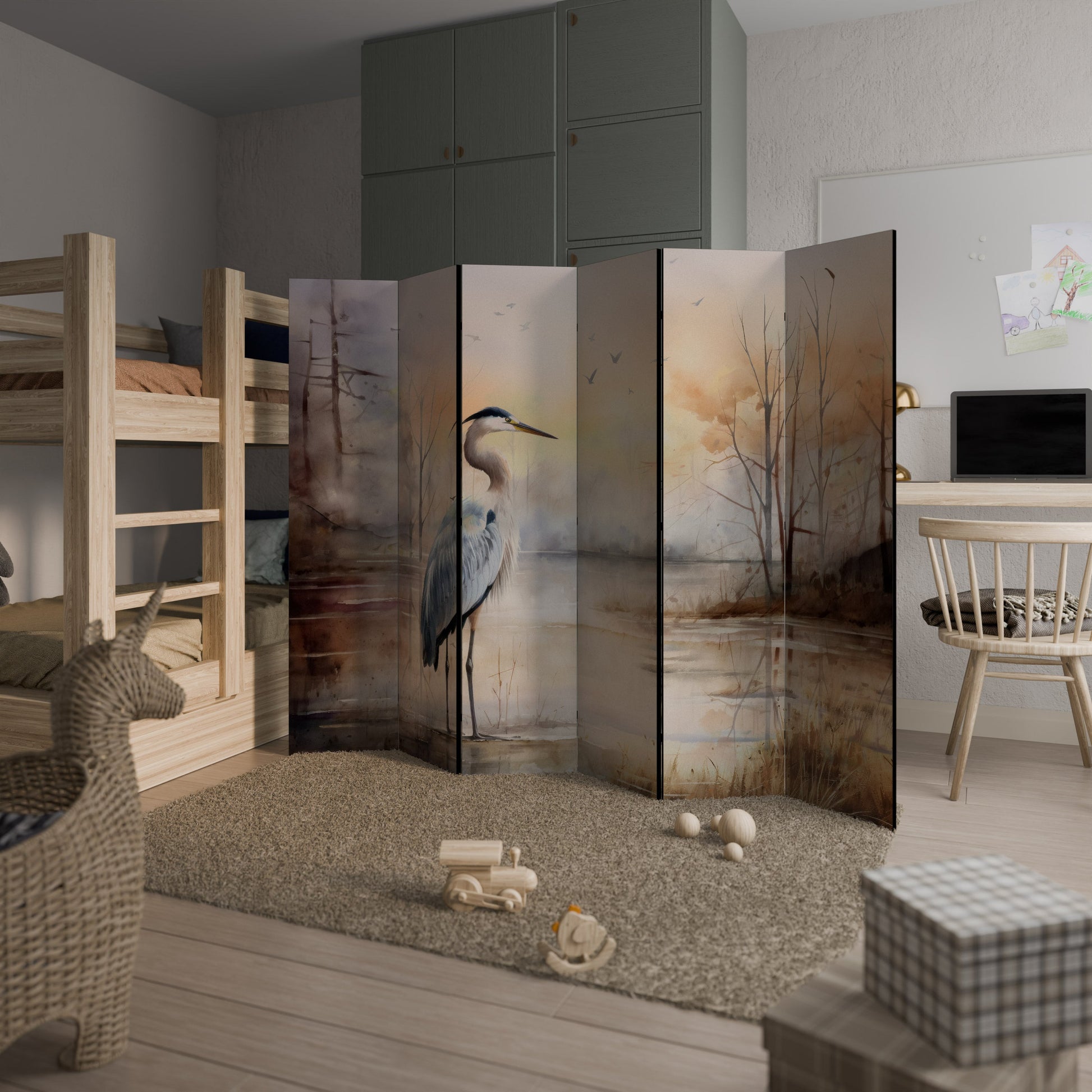 Séparateur de pièce décoratif à 6 panneaux HERON DAYDREAM