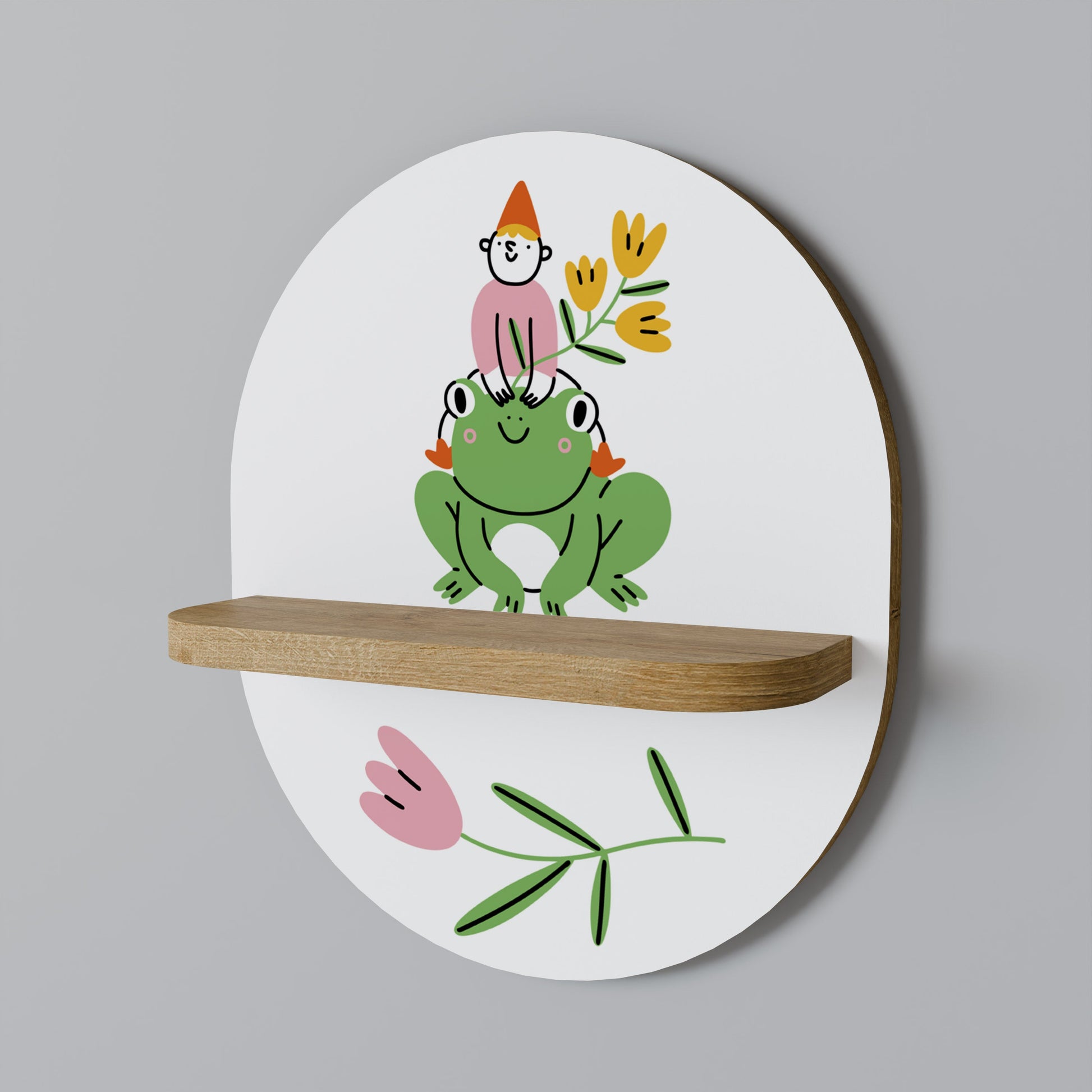 GARDEN INHABITANTS Oval Art Shelf In Oak Effect