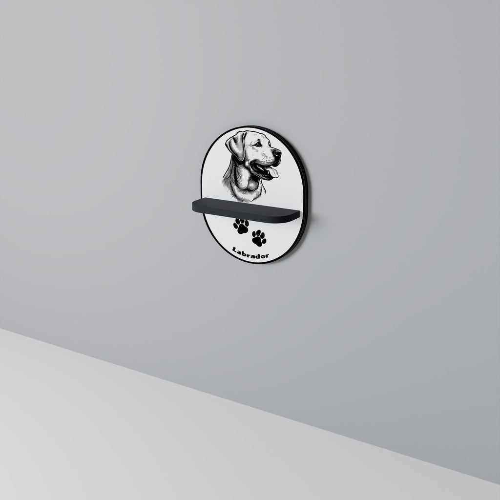 Étagère ovale en forme de chien labrador, finition noire