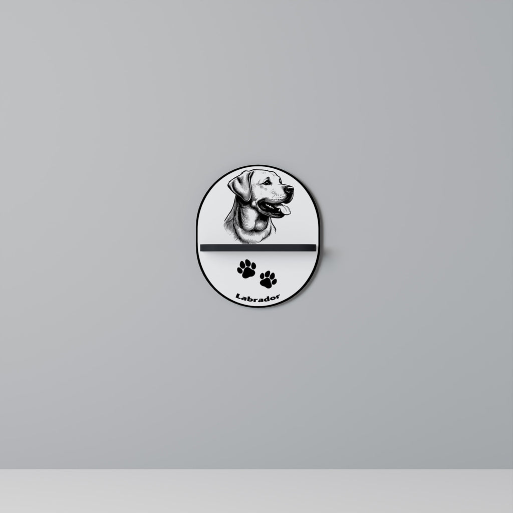 Étagère ovale en forme de chien labrador, finition noire