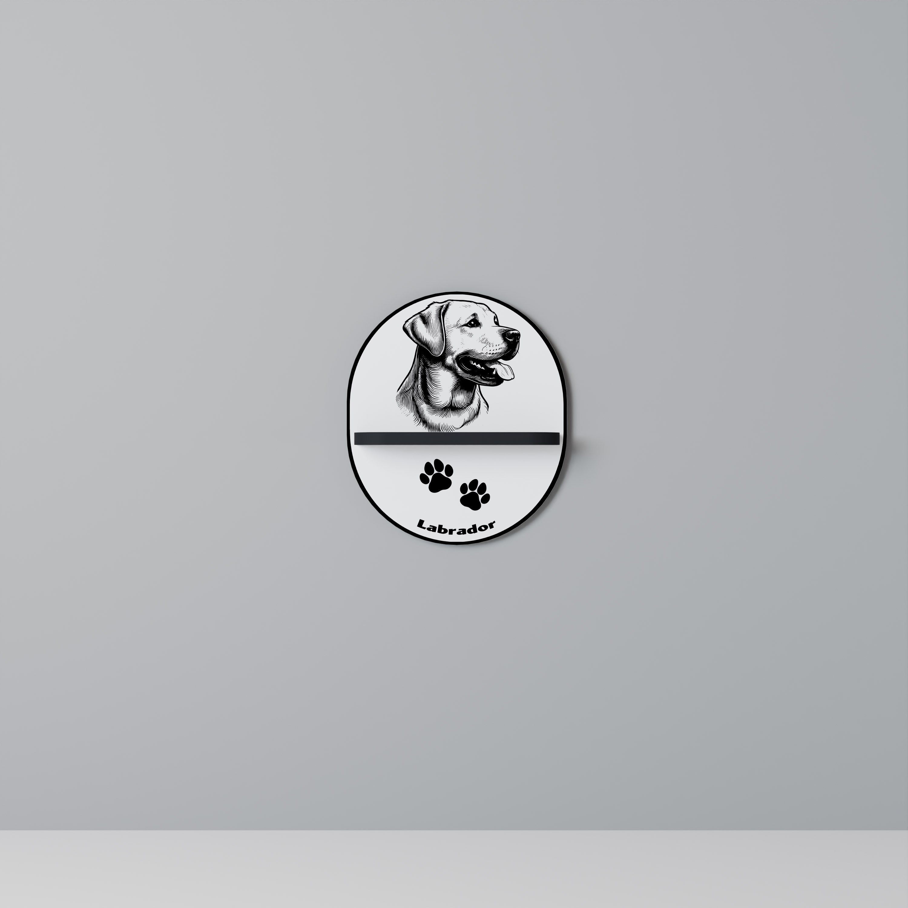 Étagère ovale en forme de chien labrador, finition noire