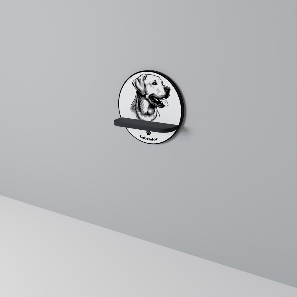 Étagère ronde en forme de chien labrador, finition noire