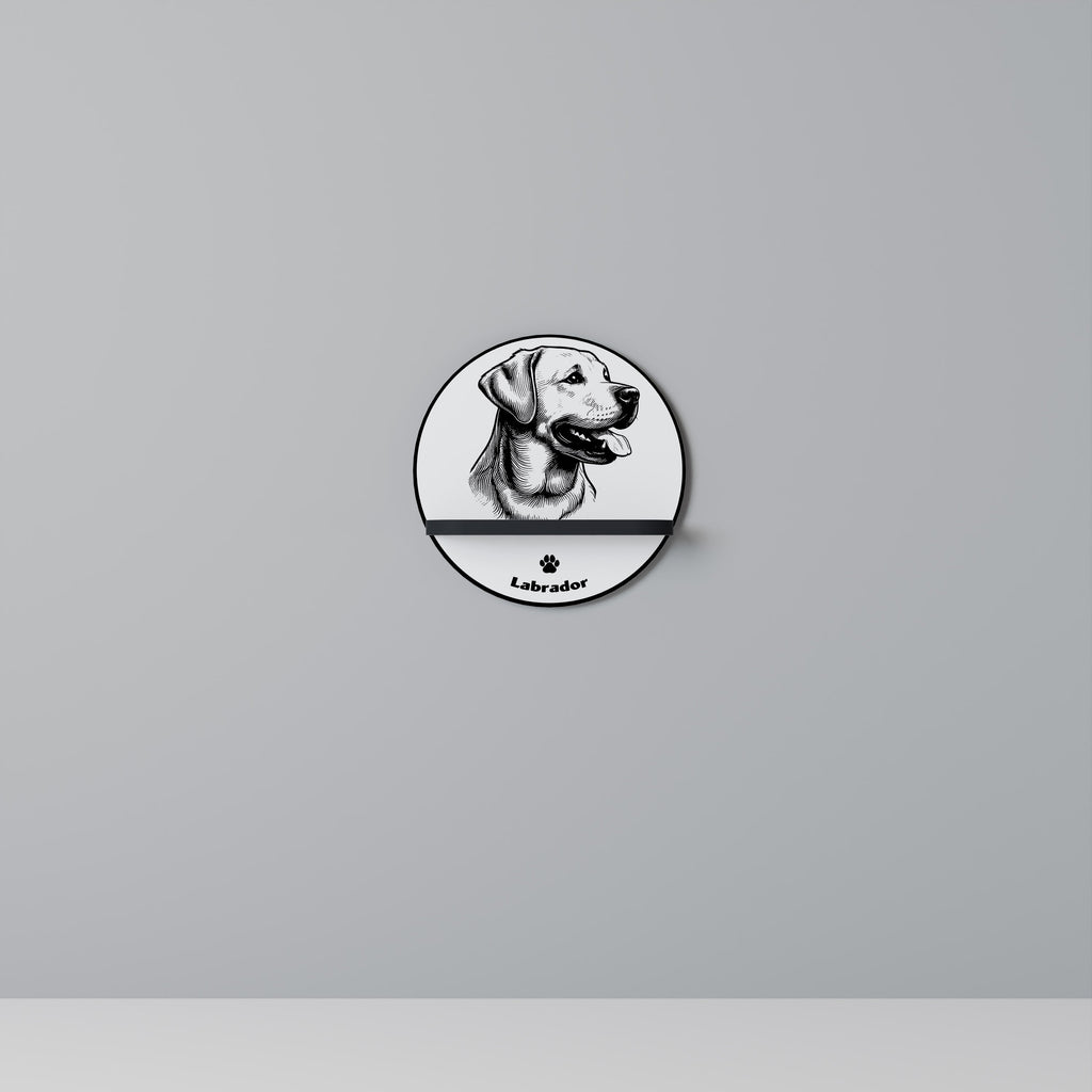 Étagère ronde en forme de chien labrador, finition noire