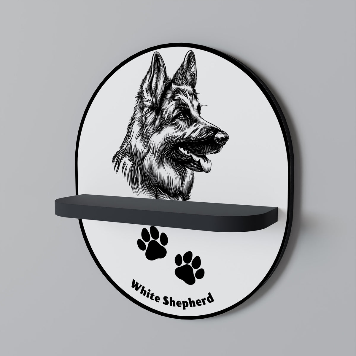 WHITE SHEPHERD DOG Art Shelf