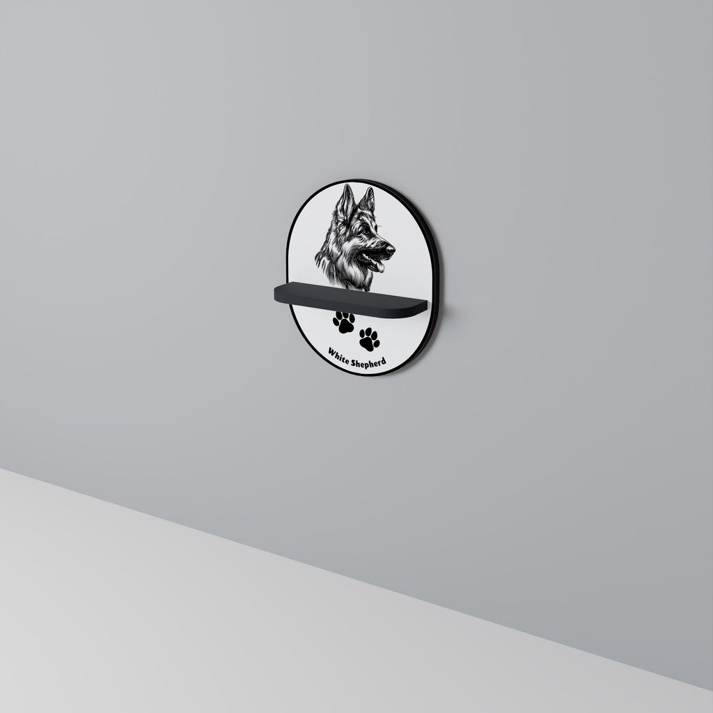 Étagère ovale en forme de berger blanc, finition noire