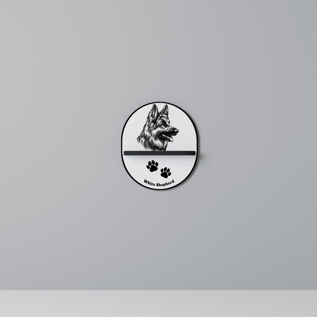 Étagère ovale en forme de berger blanc, finition noire