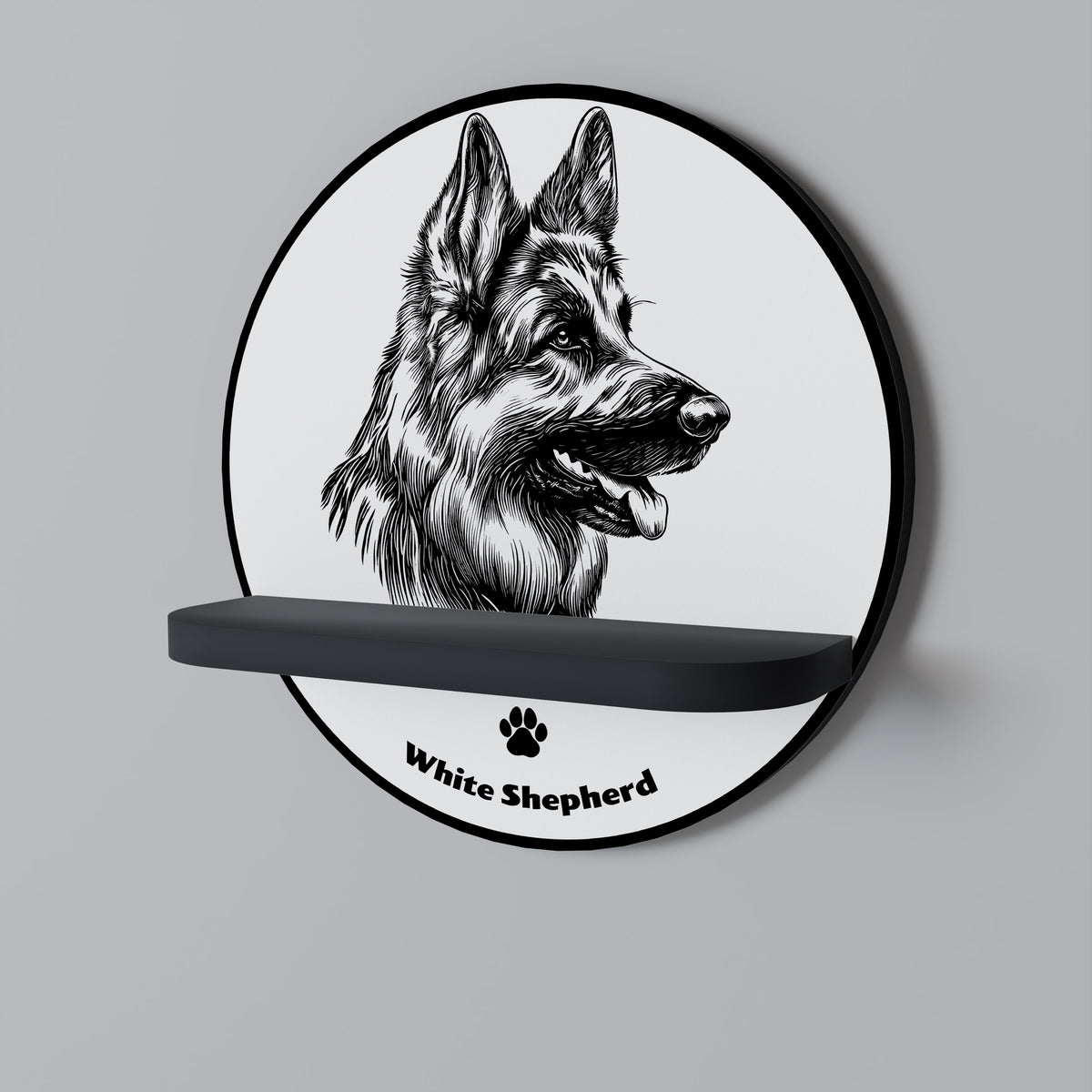 WHITE SHEPHERD DOG Art Shelf