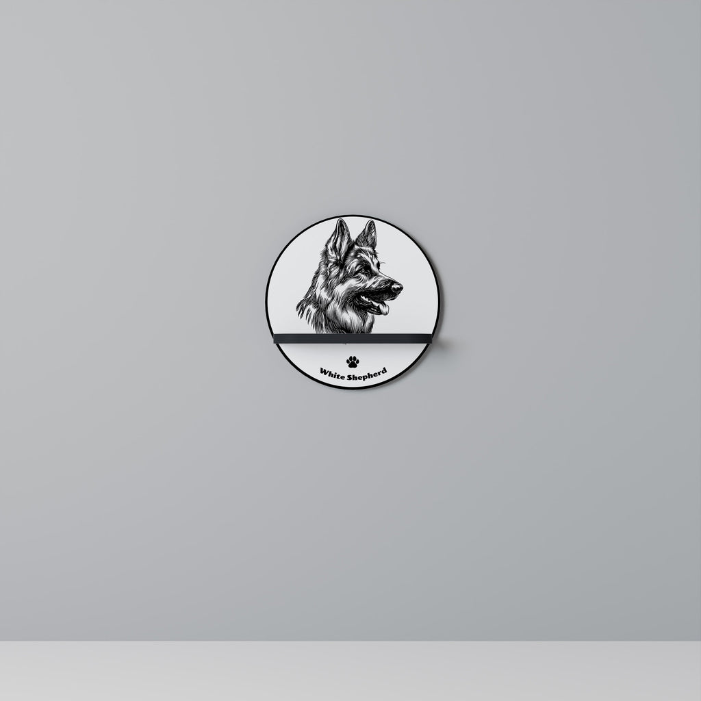 Étagère ronde en forme de berger blanc, finition noire